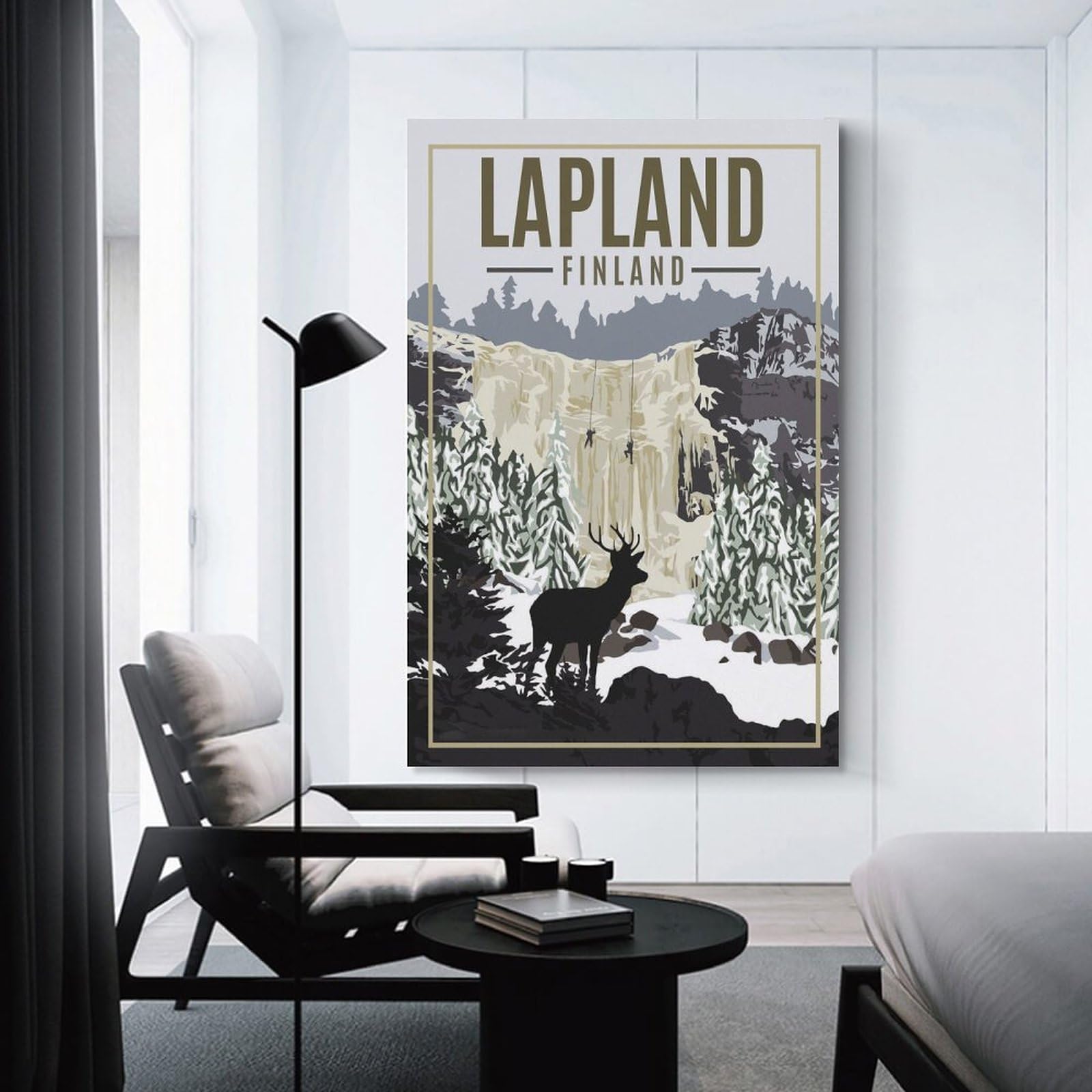 Affiche Déco Voyage Vintage Laponie Finlande - Impression Sur Toile 20x30 Cm - Art Mural Pour Salon, Chambre, Bureau