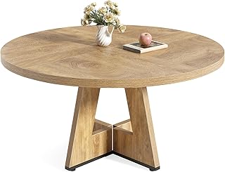 LITTLE TREE Round Dining Table for 4-6 People, 47 Inches Dining Room Tab...