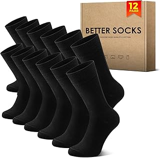 NUOZA Men's 12 Pairs Sports Socks Cotton Business Socks Long Breathable Socks Black/White