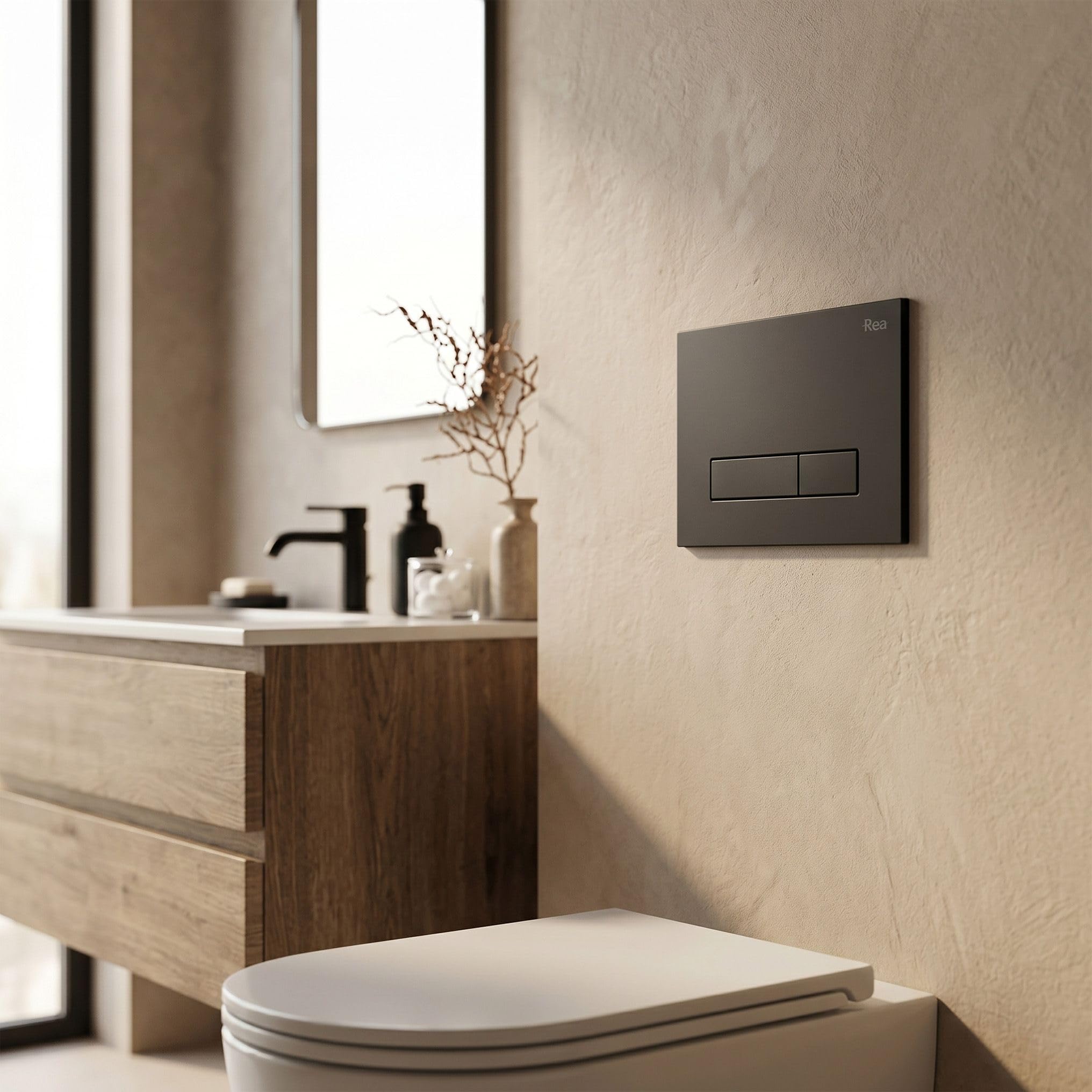 Rea - Stelaż Zestaw Podtynkowy Slim 024n Do Mis Wc Z Przyciskiem Hd Czarny - 22x35,2x106,2 cm