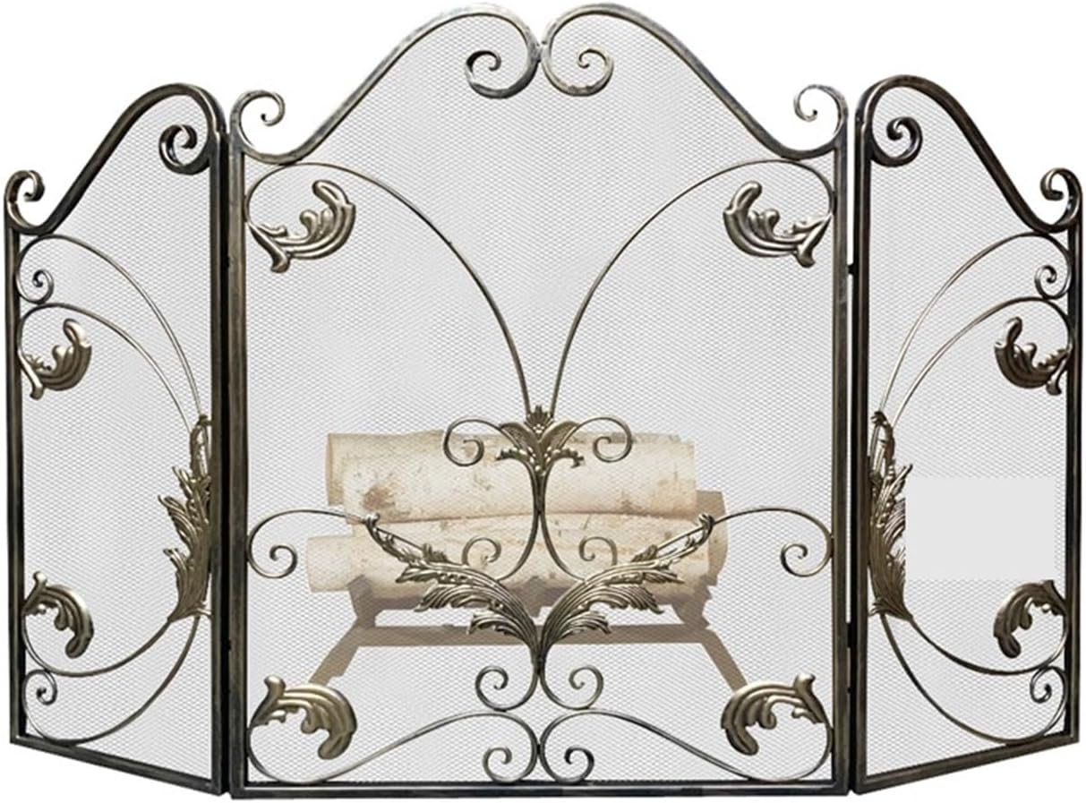 Fireplace Screen Retro European Style Fireplace Screen for Home Heater, Hot Fence with Mesh and Fire Prevention Fireplace Screen
