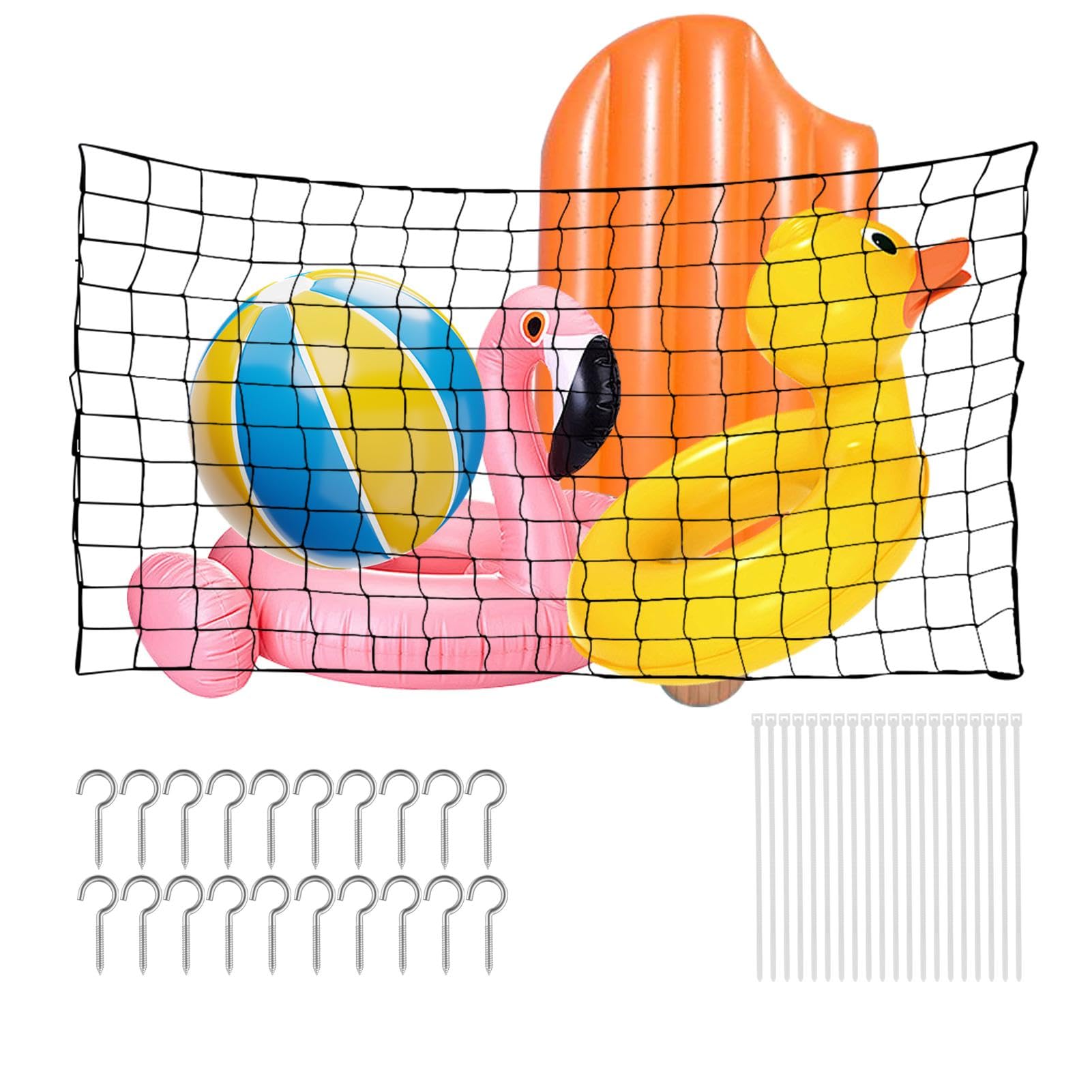 Organisateur de flottants au bord de la piscine, sac en filet de rangement
