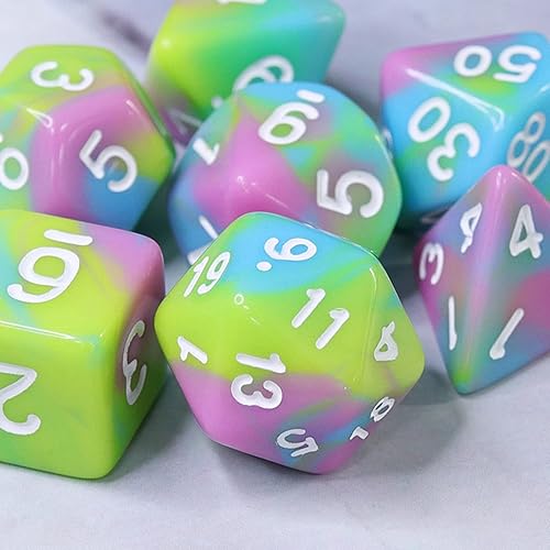 Miniatura 4 de DND - Juego de dados poliédricos de 7 piezas, juego de dados de mezcla de colores, juego de dados D&D para Calabozos y Dragones, RPG, juegos de mesa