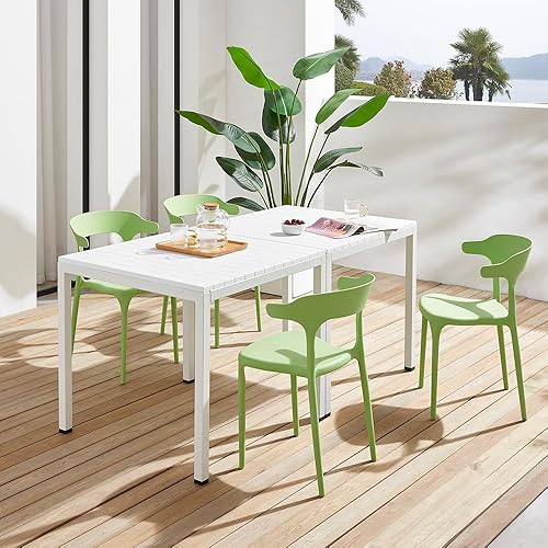 Miniatura 5 de Moderno juego de sillas de comedor apilables, sin montaje, silla de plástico, silla de patio, adecuado para cafeterías y restaurantes de interiores
