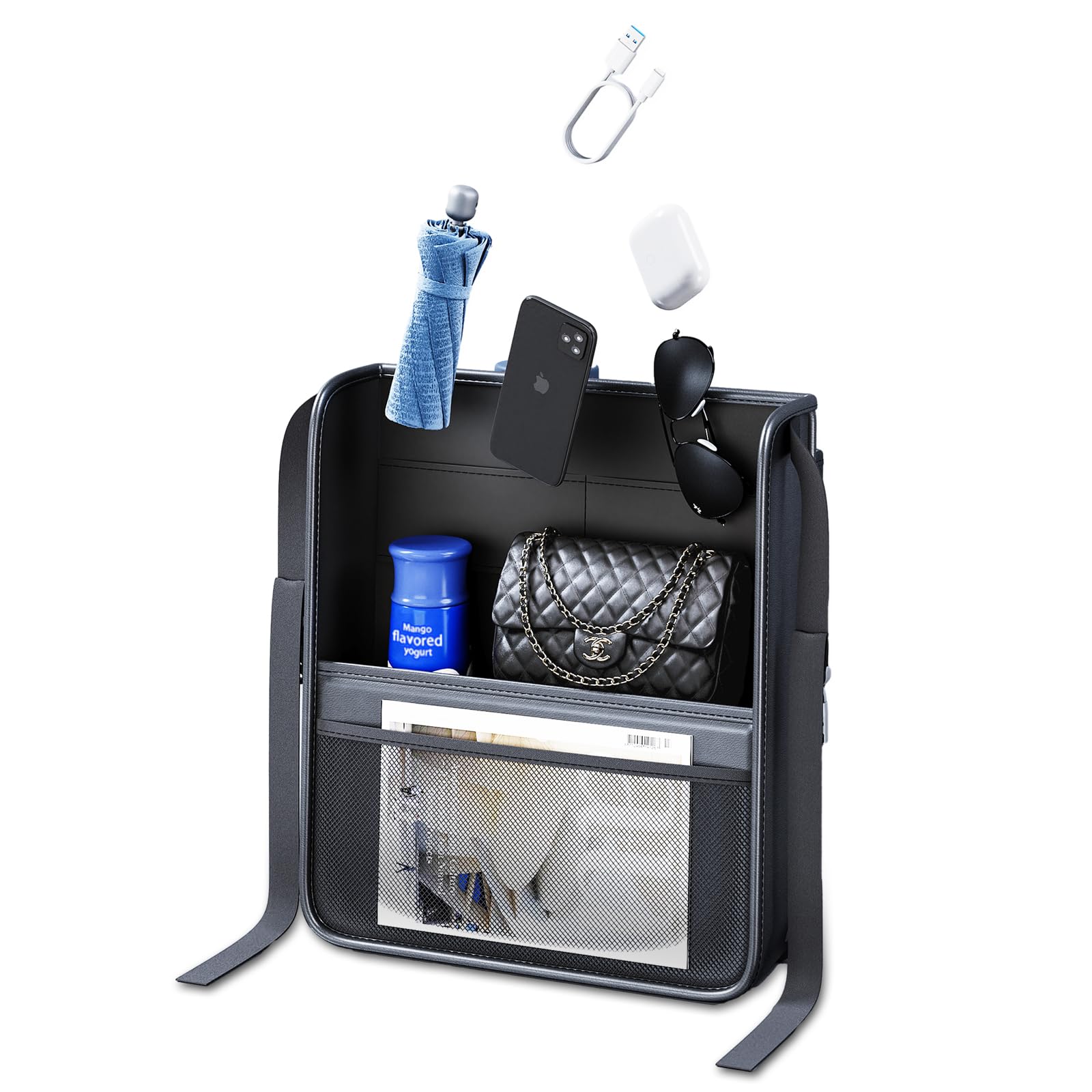 TAIKOO Car Seat Back Organizer Purse Holder High-capacity Central Storage for Pickup SUVs 120 Tissue holder Storage Car Accessories Black 1 piece