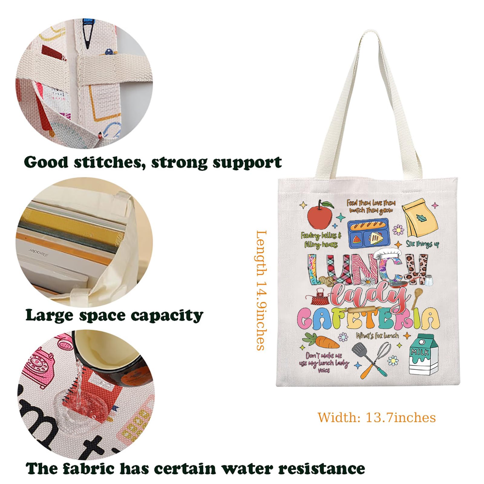 KUIYAI Lunch Lady Cafeteria Tote Bag - Appreciation Gift for Cafeteria Worker & Team