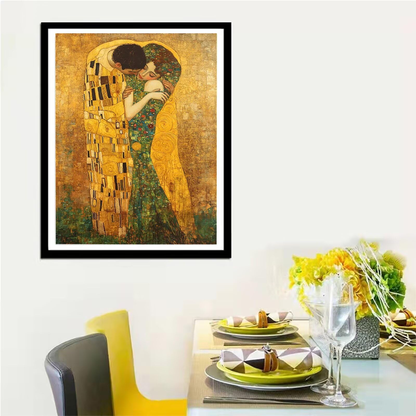 Diamond Painting Klimt 5D, obraz do malowania diamentami, para, 90 x 120 cm, okrągły obraz z pełnym nawierceniem, dla dorosłych z akcesoriami, zestaw do samodzielnego wykonania mozaiki, do relaksu i