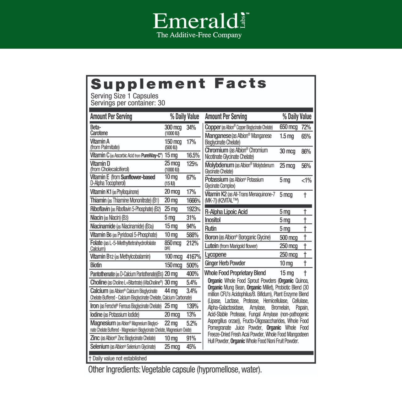 Emerald Labs Prenatal 1-Daily Multi, 30 Capsules — Amazon image 2