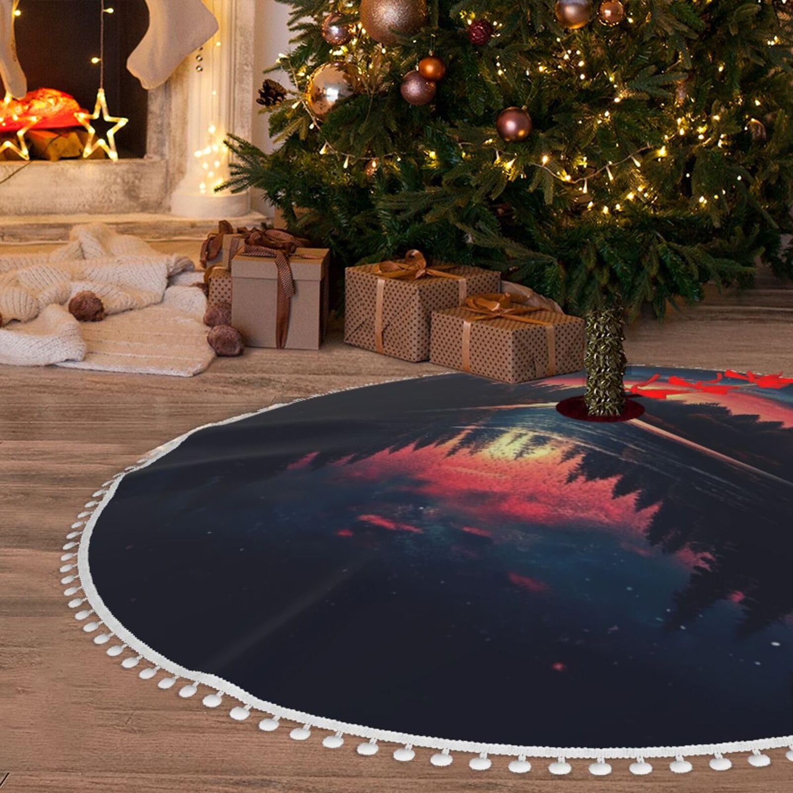 Jupe de sapin de Noël 121,9 cm grand tapis de protection réveillon