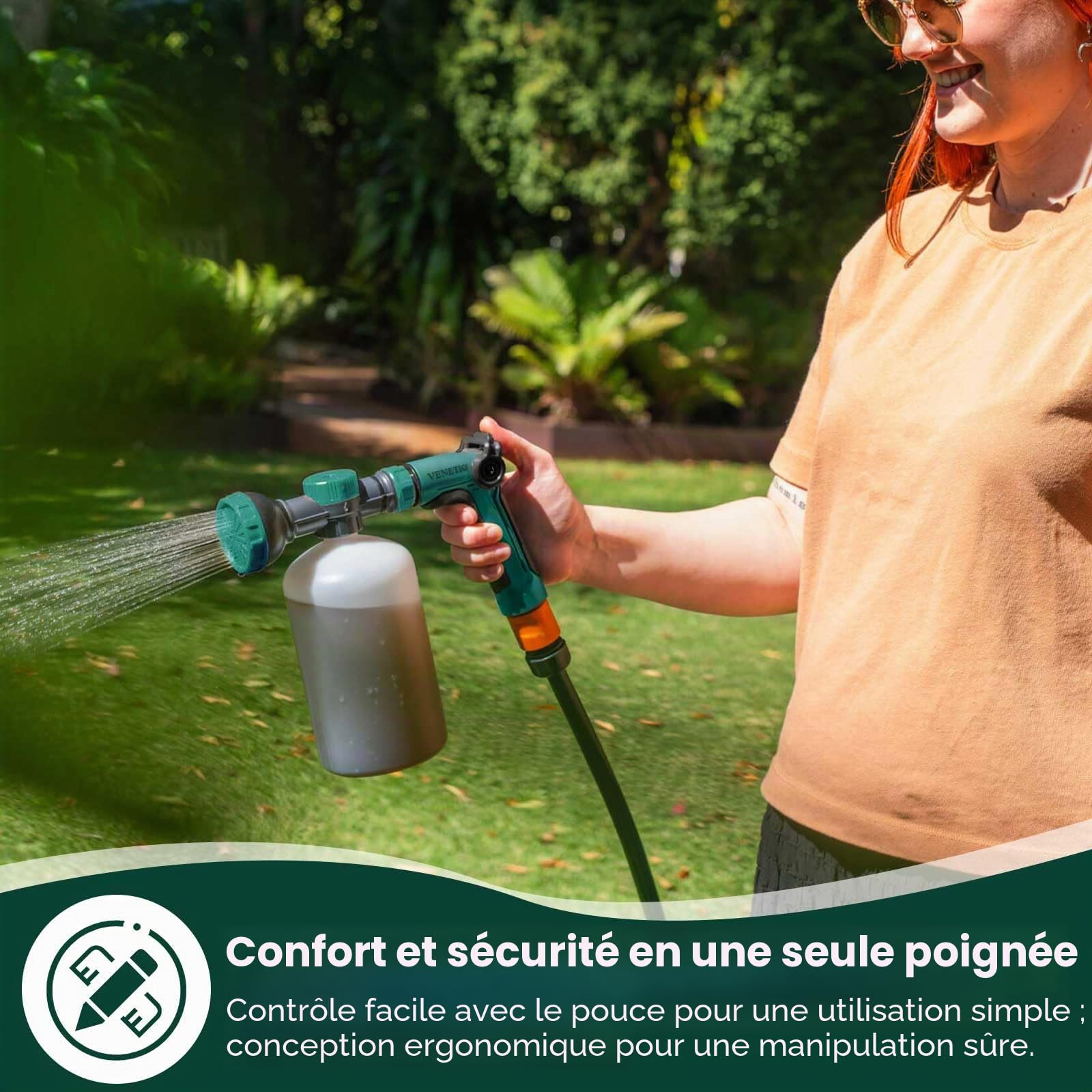 VENETIO Pistolet pulvérisateur à 8 chiffres pour engrais liquides/produits chimiques | Alimentateur de précision pour pelouse et jardin pour fertiliser et arroser les plantes | Pulvérisateur à buse
