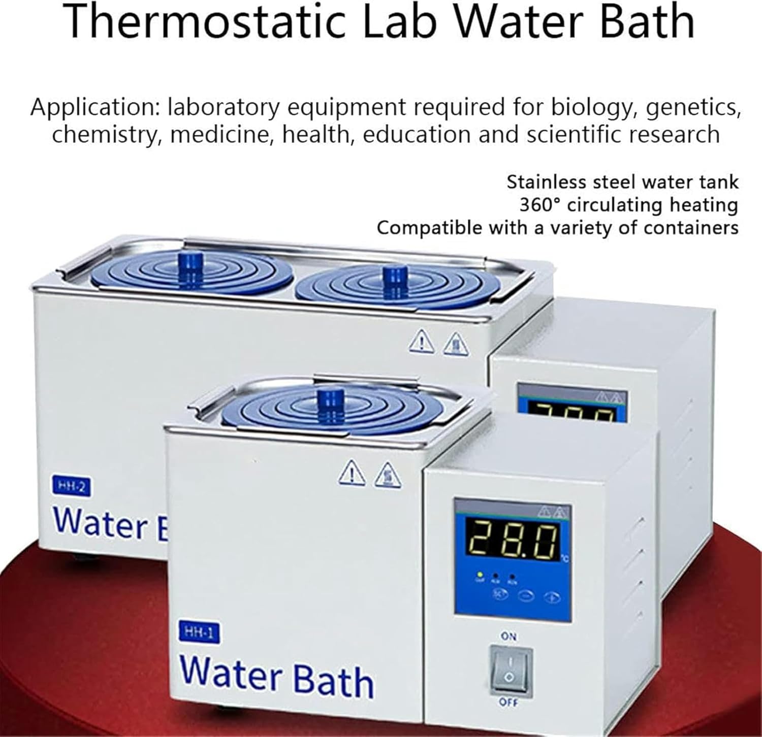 AMNOOL Digital Laboratory Water Bath, Laboratory Constant Temperature Heating Tank, Constant Temperature Water Bath with 3L/6.5L Heater for Distillation, Drying, and Concentration