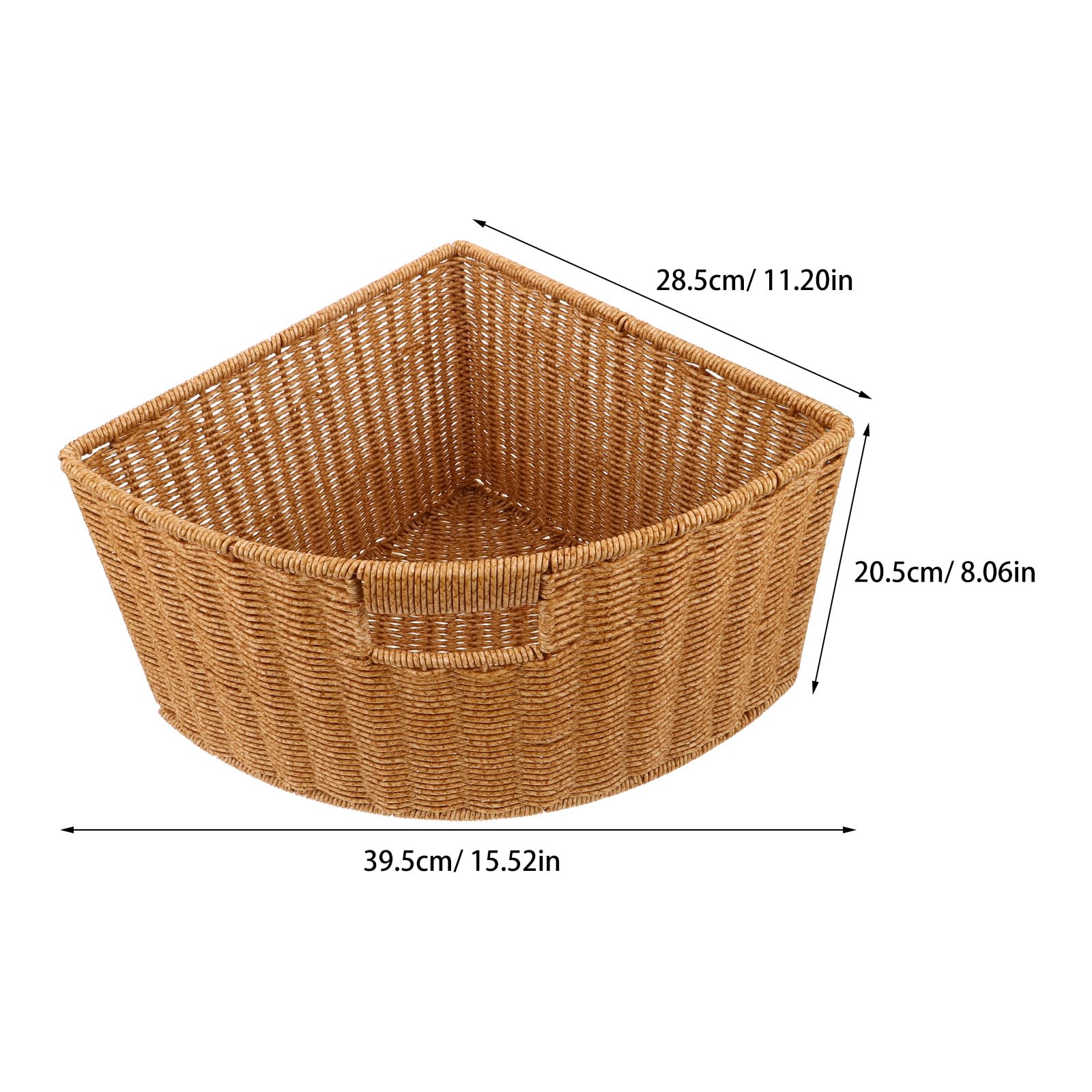 DOITOOL Cesta Triangular Pequeña de Imitación Ratán Plástico para Almacenamiento en Esquinas, Organizador Multiusos para Dormitorio y Baño, Cesta Ligera para Encimera y Estantes