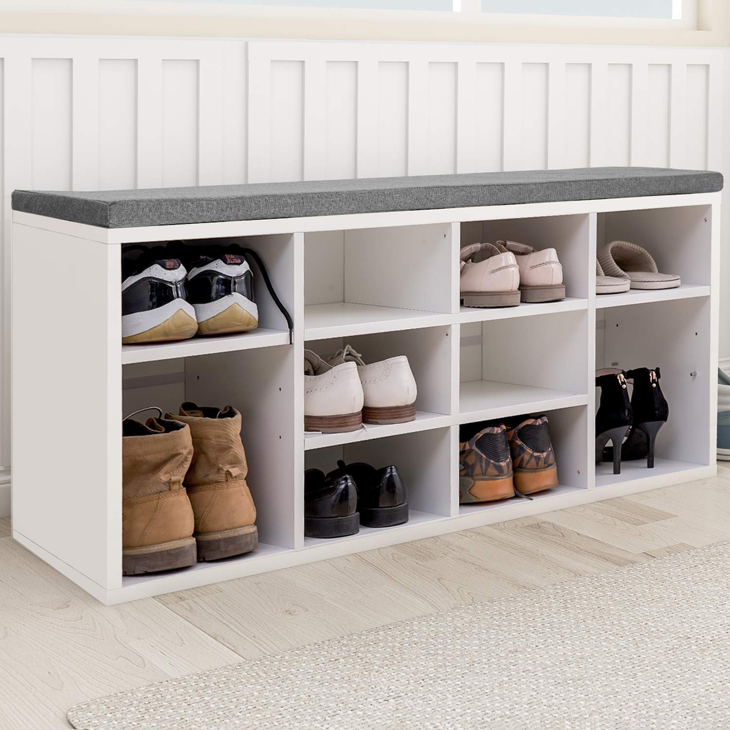 Buy Leisure Zone White Wooden Shoe Bench Storage, Shoe Rack