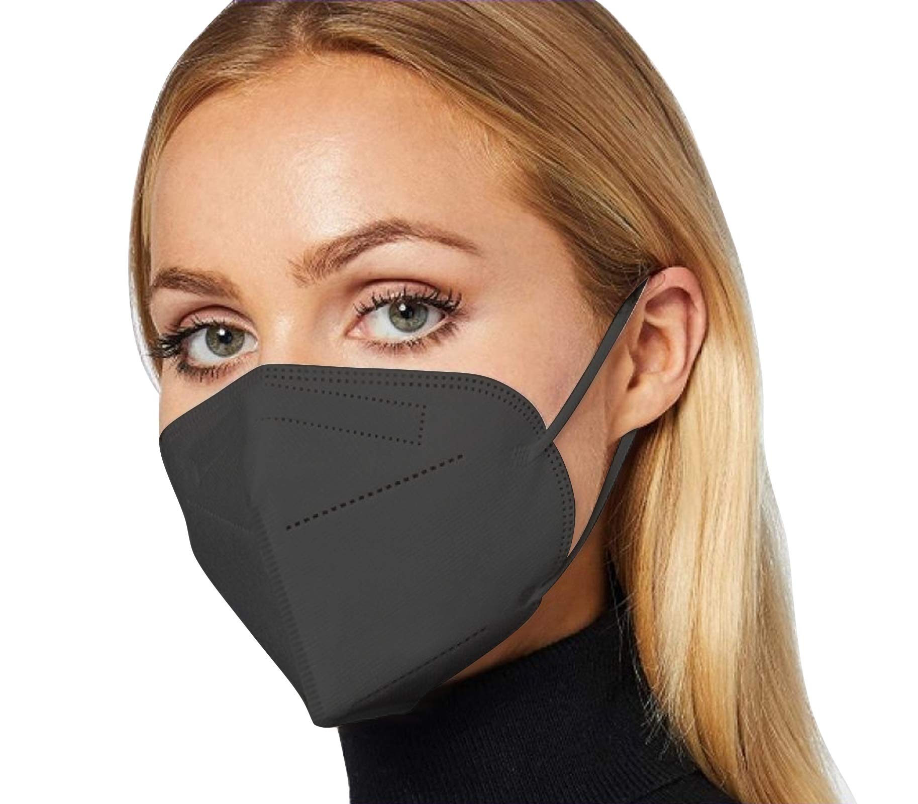 TBOC FFP2 Masken - [Packung 40 Einheiten] Einwegmasken [Schwarz] 5 Schichten [Nicht wiederverwendbar] Atmungsaktives Falten mit Nasenklemme