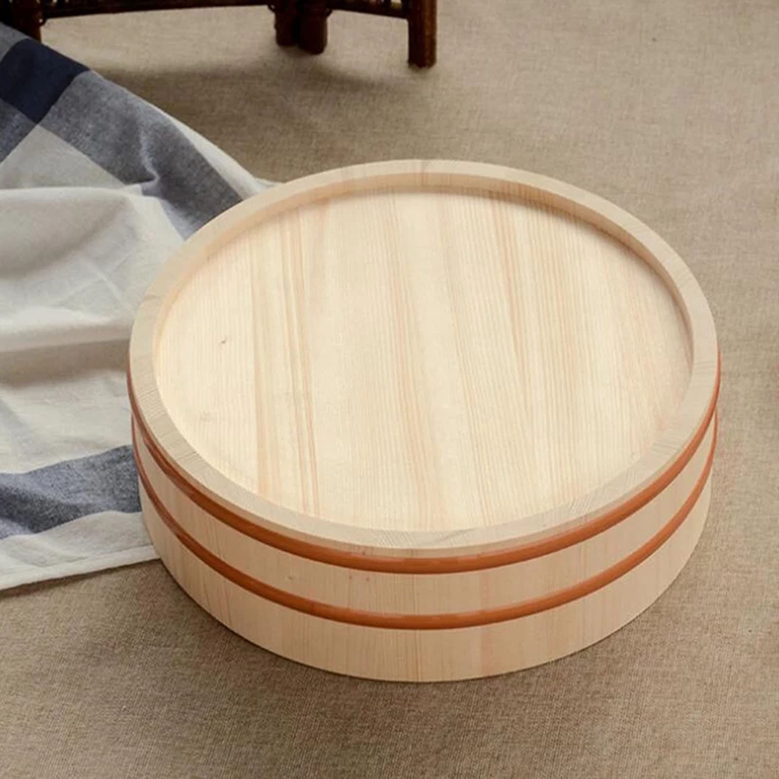 Hangiri Sushi Oke drewniana miska do mieszania ryżu z miedzianą taśmą, 5-częściowy zestaw do robienia sushi, 42 cm, japońskie akcesoria do gotowania sushi