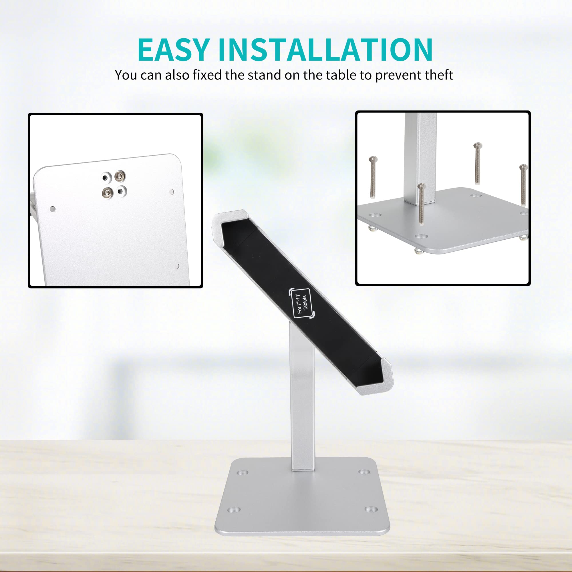 Oilcan Tablet Halterung Abschließbar, Tisch iPad Halter mit Schloss | Anti Diebstahl Kiosk Stand Metall [Robust & 360° Drehung] für iPad, Galaxy Tab, E-Reader, Amazon Fire, 7-11" Tablets