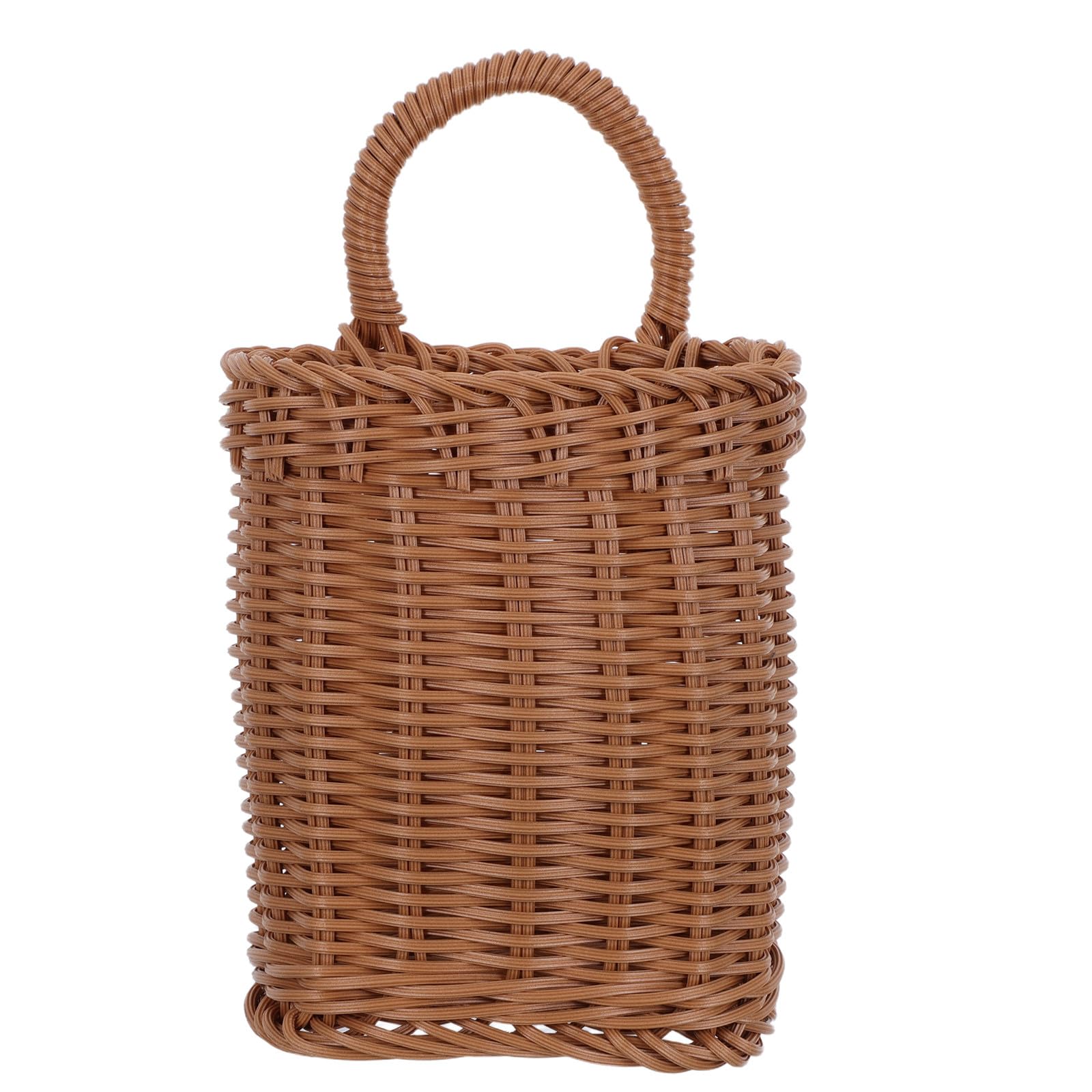 PRETYZOOM Wall Basket Imitation Rattan Woven Hanging Storage Basket Small Wall Storage for Kitchen Bathroom Office Vegetables Sundries Books Stationery 16.50 X 13.50 X 10.50 Cm