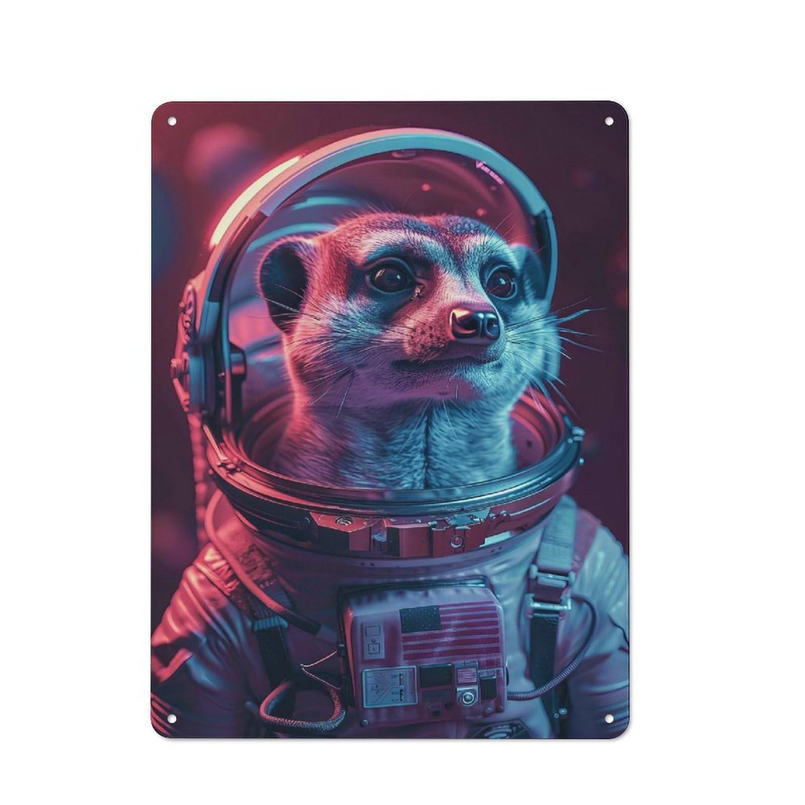 Junmoney Style-14 Tin Wall Plaque 40X30cm With Meerkat For Studio Or Craft Room, Suited To Studio Decor Lovers