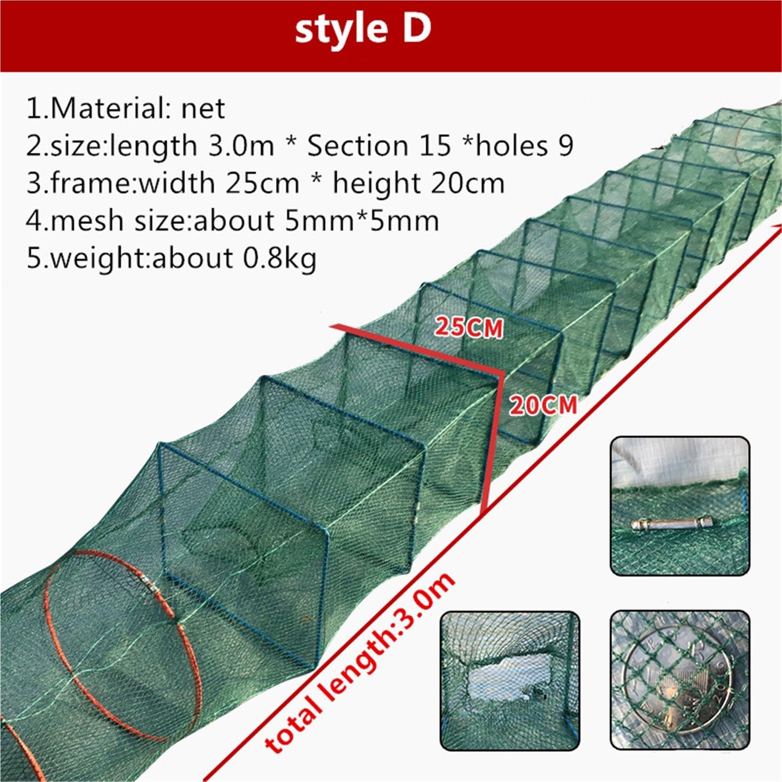 Trappole per Pesci Pieghevoli Accessori for Gabbie da Pesca 1,3 a 27 Metri Cattura Strumento for gamberetti Trappola for gamberi Anguilla