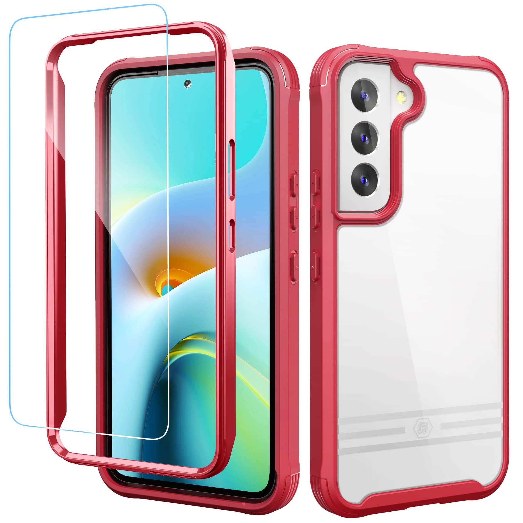 Photo 1 of B LABS for Samsung Galaxy S22 Case, with Built-in Screen Protector, Anti-Fingerprint, Anti-Slip, Heavy Duty Protection, Scratch Resistant, Case for Samsung Galaxy S22 Case Galaxy S22 Red