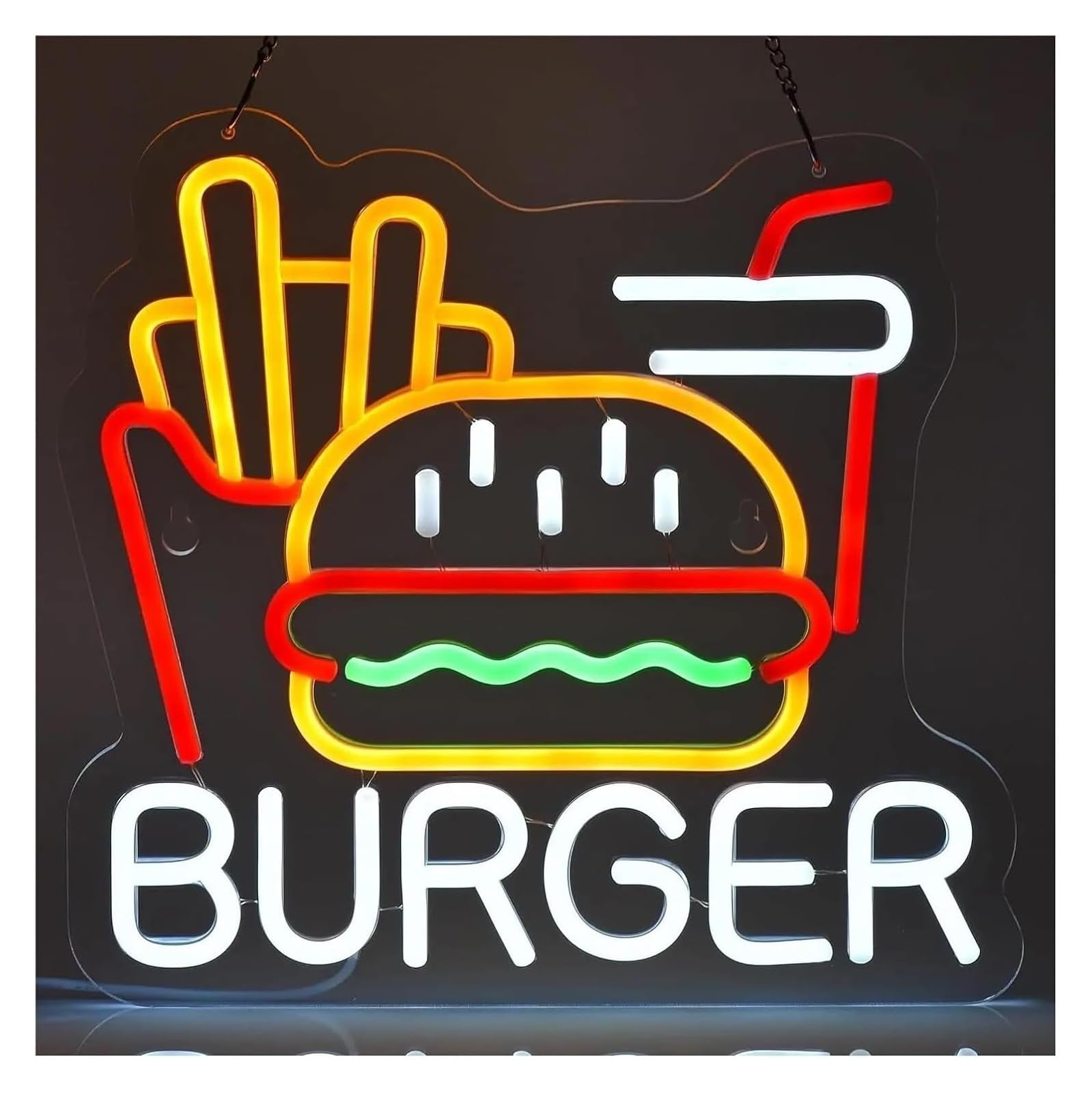 Wexxaii neon Light Sign Neon Light Decoration Burger for neon Sign Fries LED for Wall Art Decor for Hamburger Fast Food Business