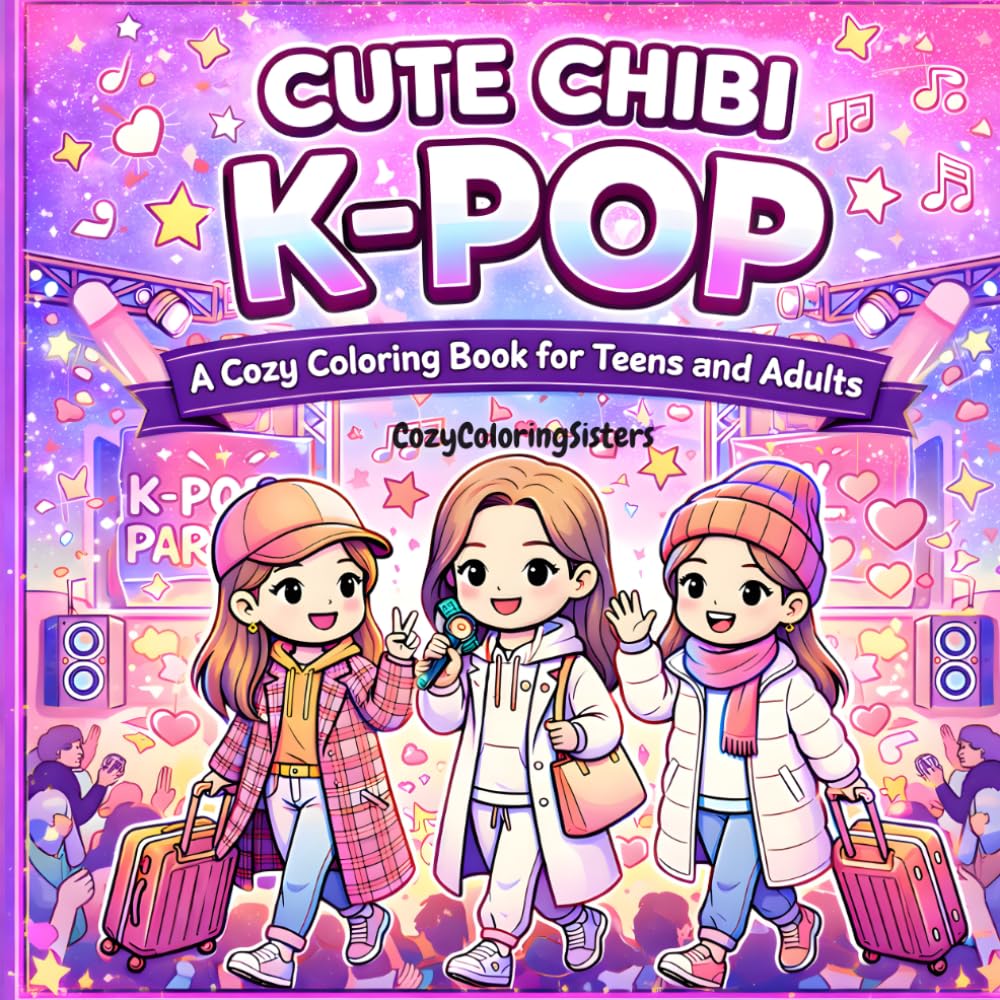 Cute Chibi K-Pop: Bold and Easy Kawaii Coloring Book: A Cozy and Aesthetic Coloring Adventure for Teens and Adults – Featuring 40 Simple Chibi Idols, Fashion Outfits, and Stress Relief Designs