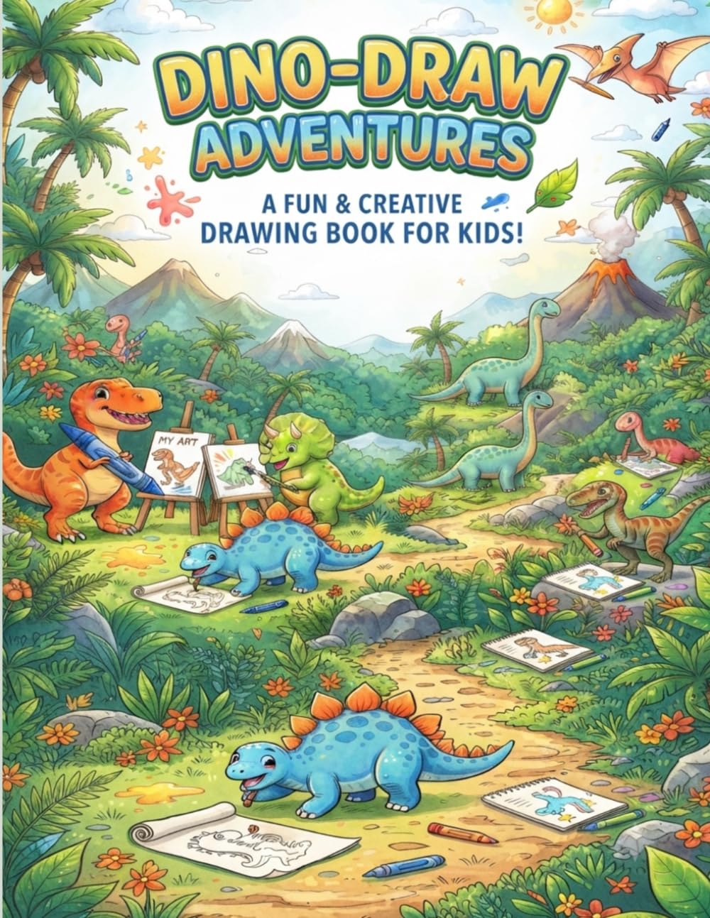 Dino - Draw Adventures: A fun and creative Drawing Book for kids