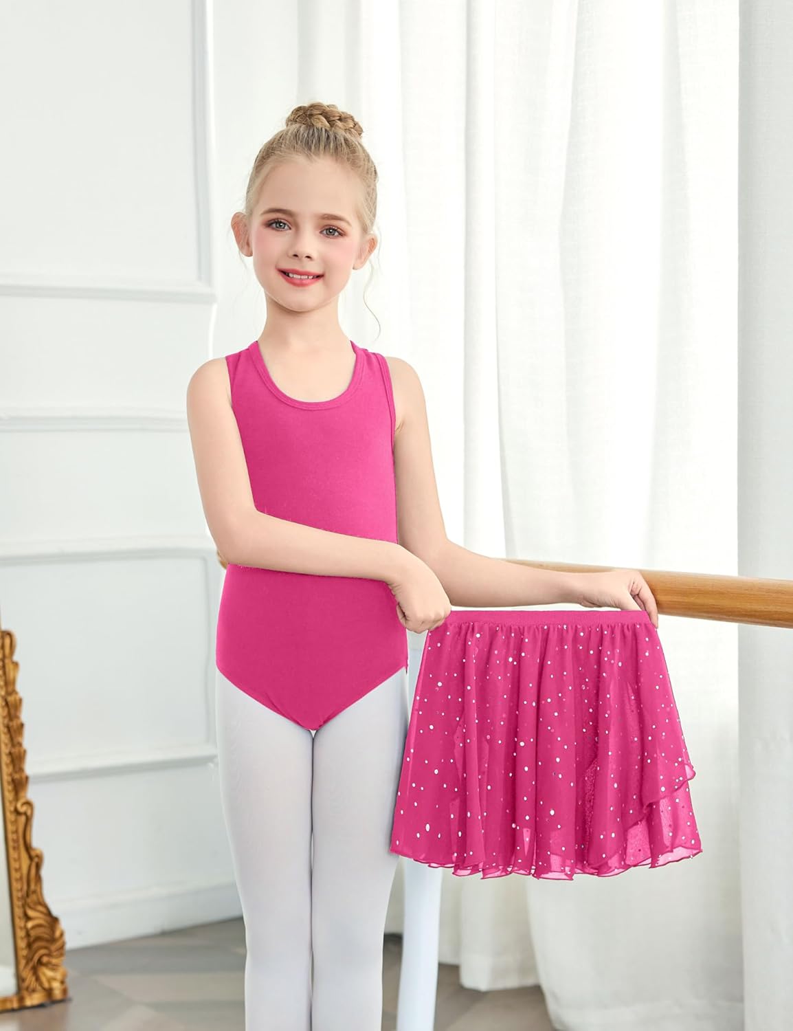 Zaclotre Girls Ballet Leotards Toddler Hollow Back Dance Dress Outfit with Removable Skirt Combo - Image 2