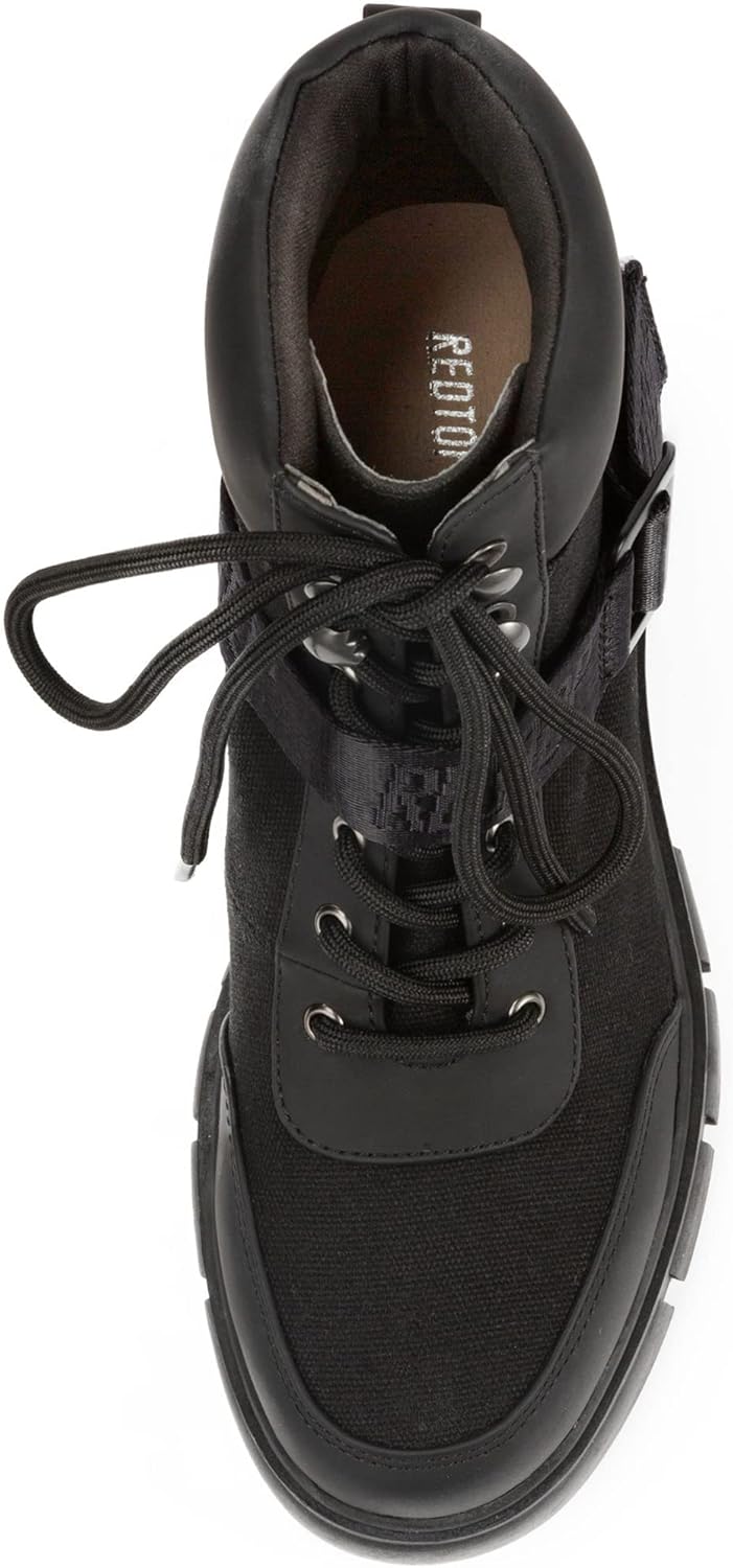 REDTOP Women's Combat Boots Chunky Lug Sole Ankle Boots Lace Up Buckle Casual Shoes - Image 4
