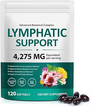 Lymphatic Drainage Capsules 120 PCS, Herbal Lymphatic Support Supplement with Dandelion & Burdock Root, for Daily Lymph System Wellness