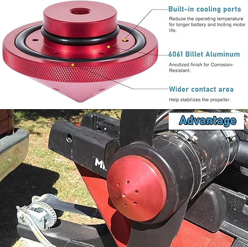 Miniatura 4 de Eliminador de motor de arrastre para tuercas de aluminio ajuste personalizado para modelos MinnKota de 80, 101 y 112 libras (GFEL-MK-BK-DP).