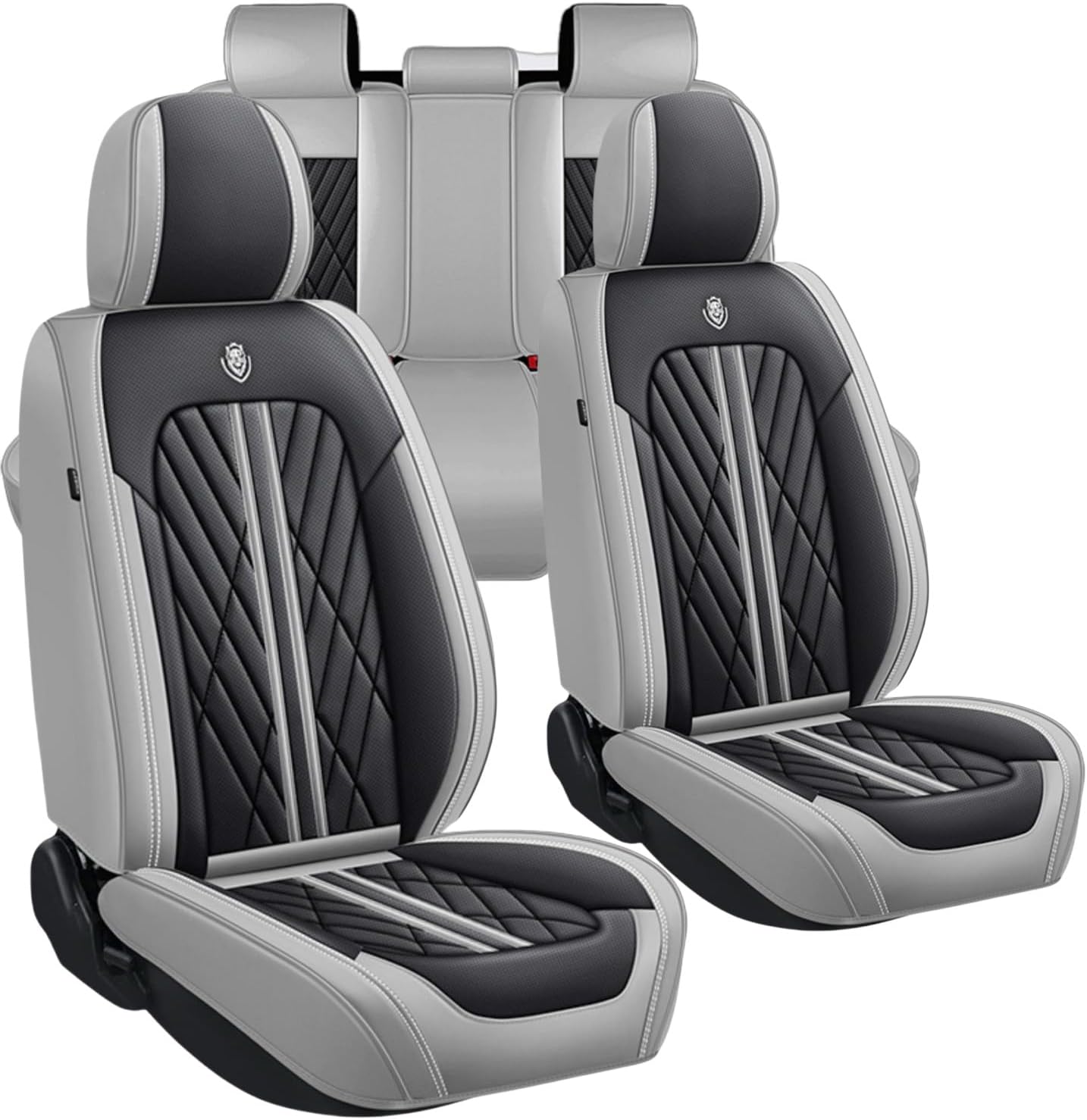 Faux Leatherette Car Seat Cover Custom Fit for Mercedes-Benz C Class C200 C260 C300 2010-2023 2024 Water-Proof Breathable PU Leather Seat Cushion Protectors (Full Set 5 Seats,Black Grey)