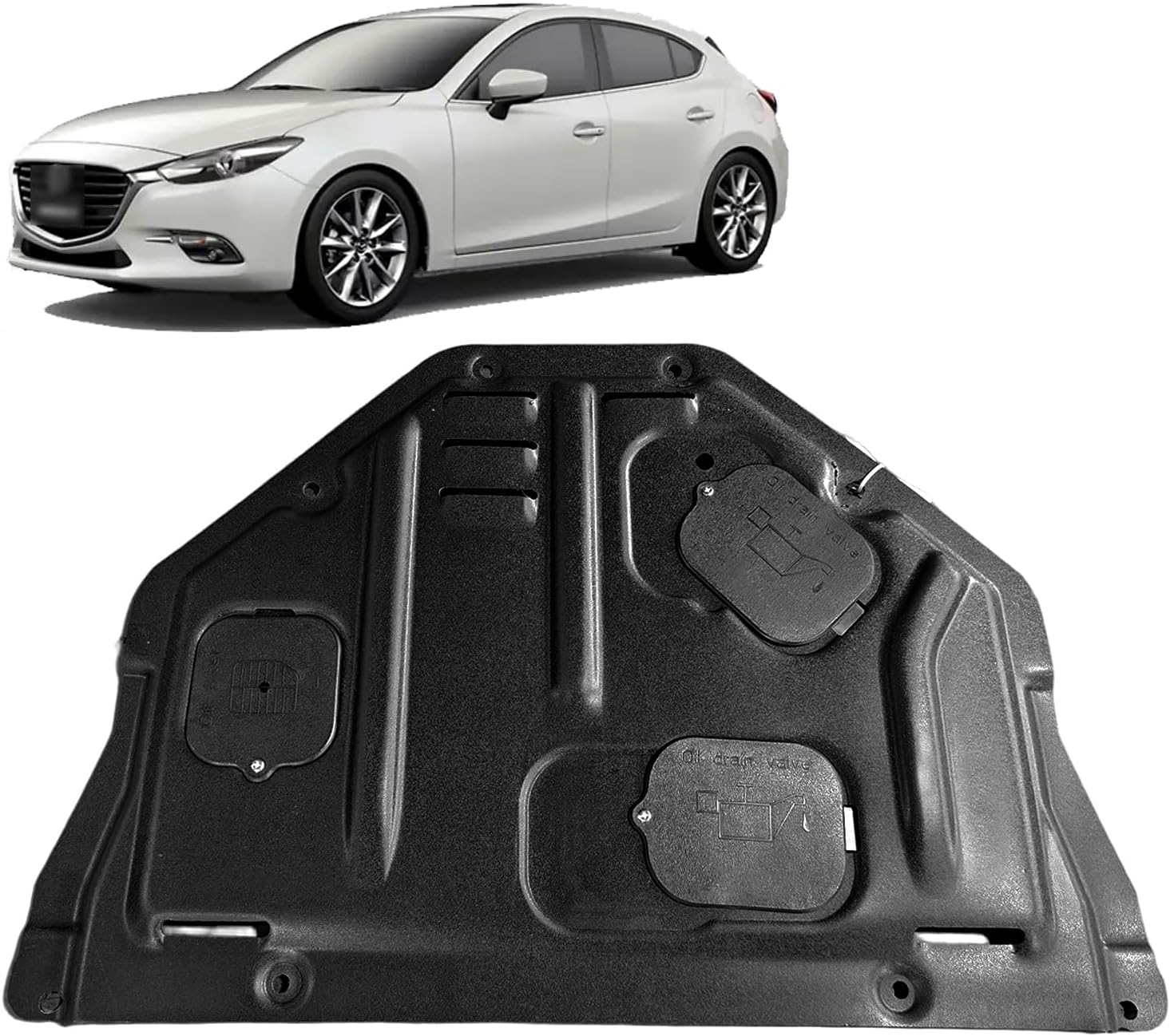 Front Engine Splash Shield Fit for Mazda 3 2014-2019 Engine Engine Case Guards Suitable for Mazda 3 Under Engine Cover Mud Flaps Directly Replace Original