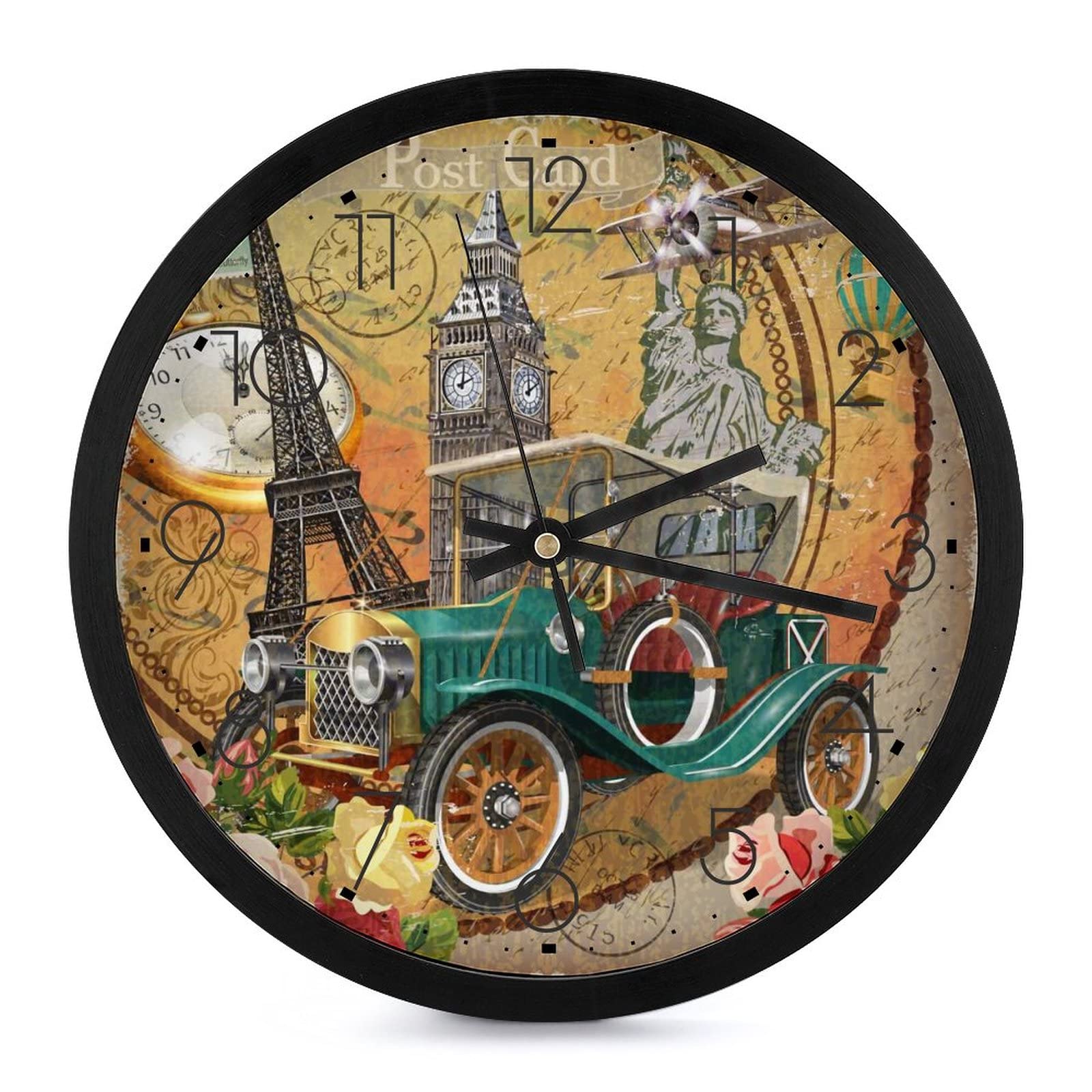 Horloge murale ronde vintage Tour Eiffel pour sublimer l'ambiance de votre chambre