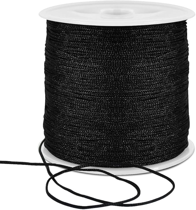 TONIFUL 1mm x 100 Yards Black Nylon Cord Satin String for Bracelet