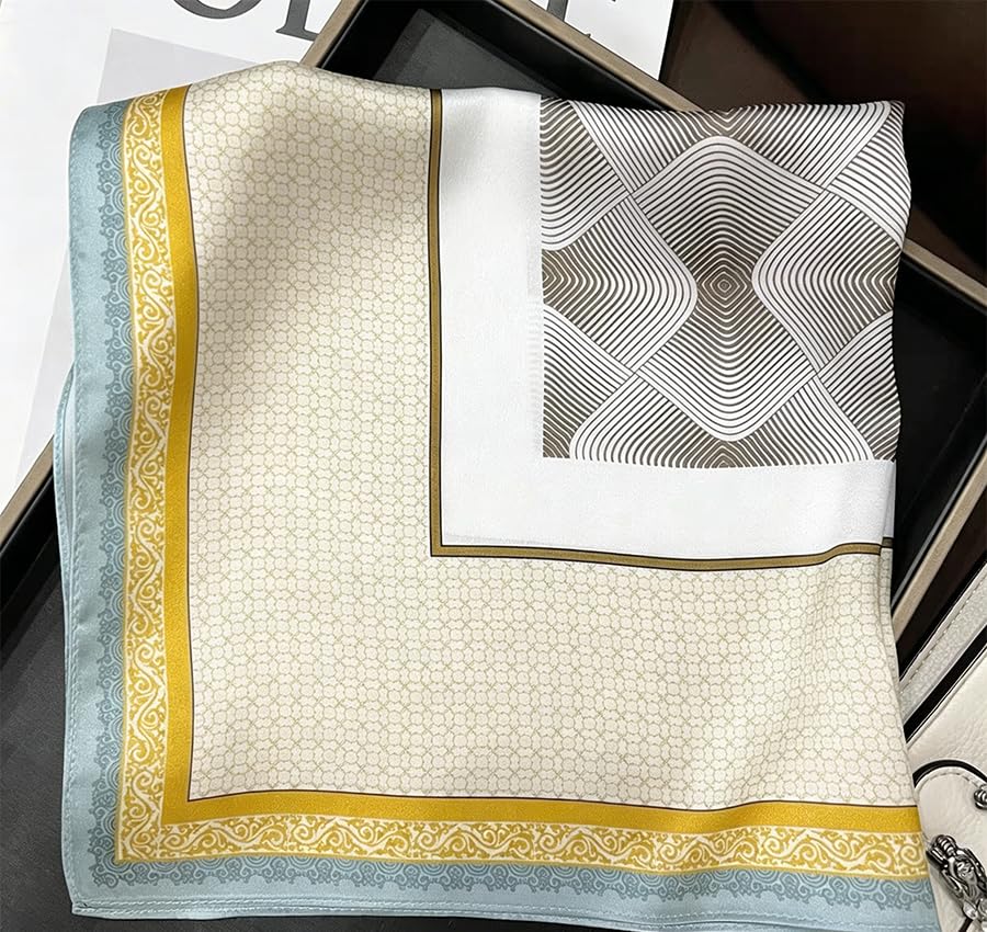 Image of ANDANTINO 100% Mulberry Silk Scarf -21 inch Square Neckerchief with Gift Packed