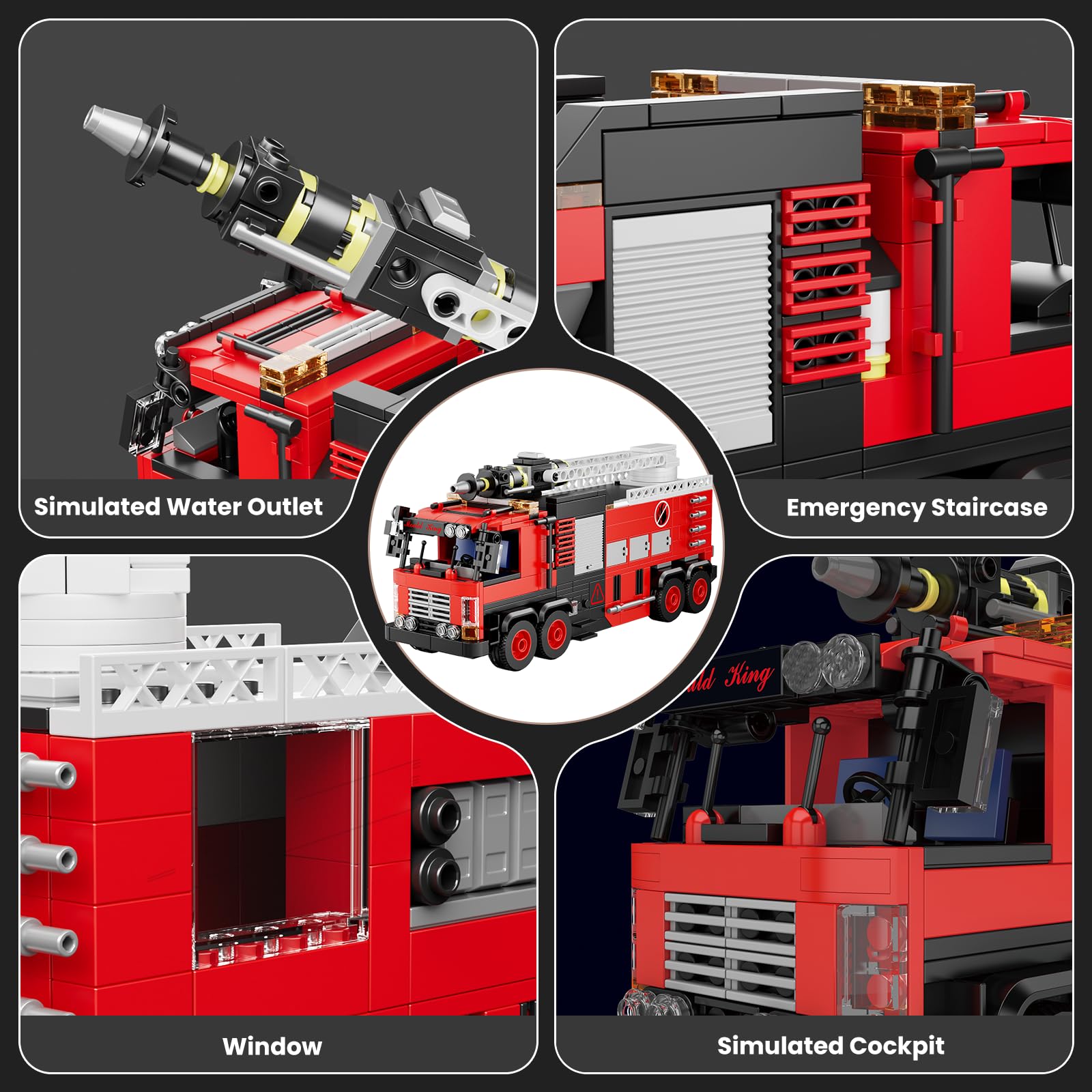 Mould King 24094 - Blocchi di costruzione per vigili del fuoco, per camion della città dei pompieri, modello da collezione compatibile con altre marche (752 pezzi)