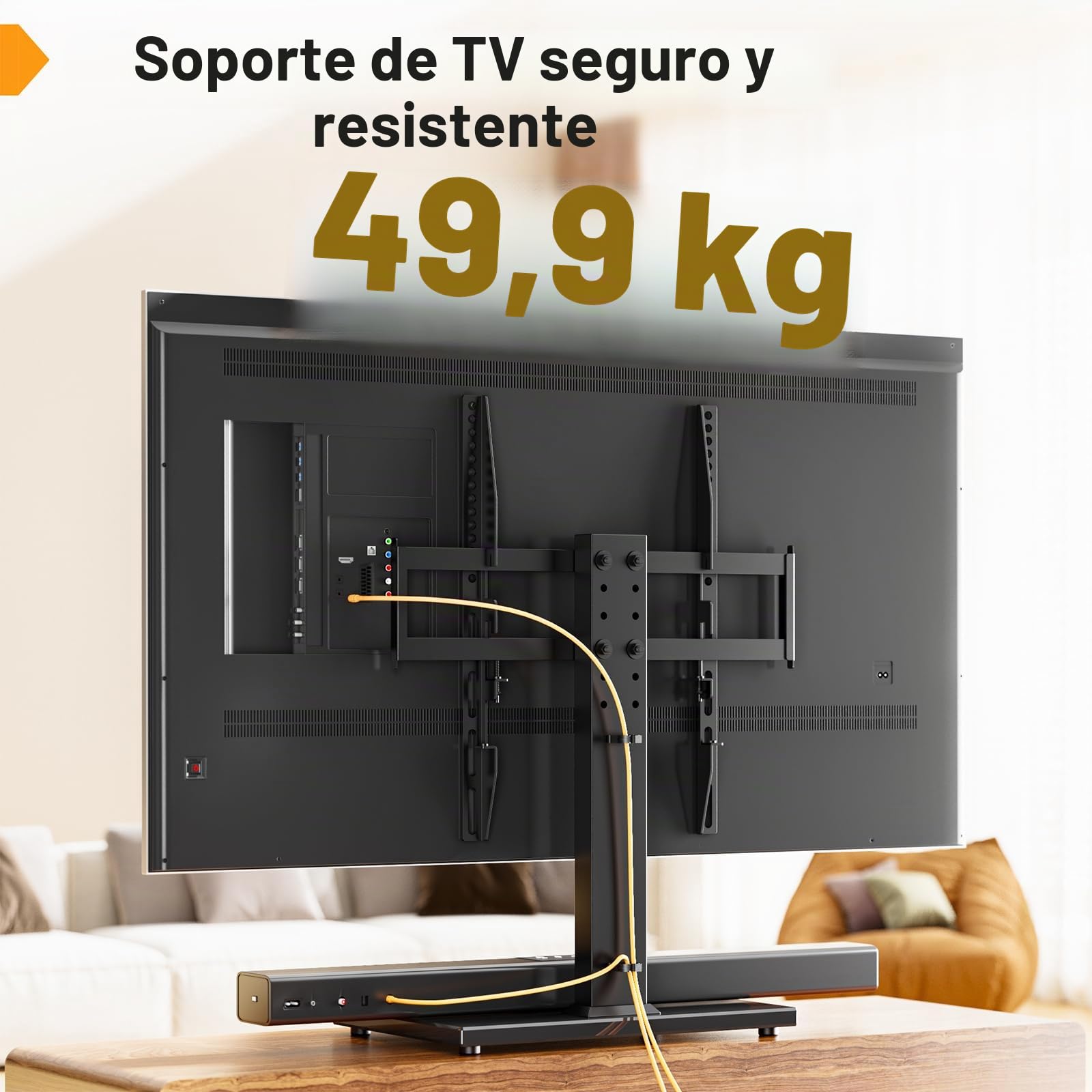 Soporte Universal para TV, Sobremesa Soporte de TV para Pantallas de LCD LED de 27 a 55 Pulgadas, Soporte con Base de Vidrio Templado y Gestión de Cables, VESA 400 x 400 mm