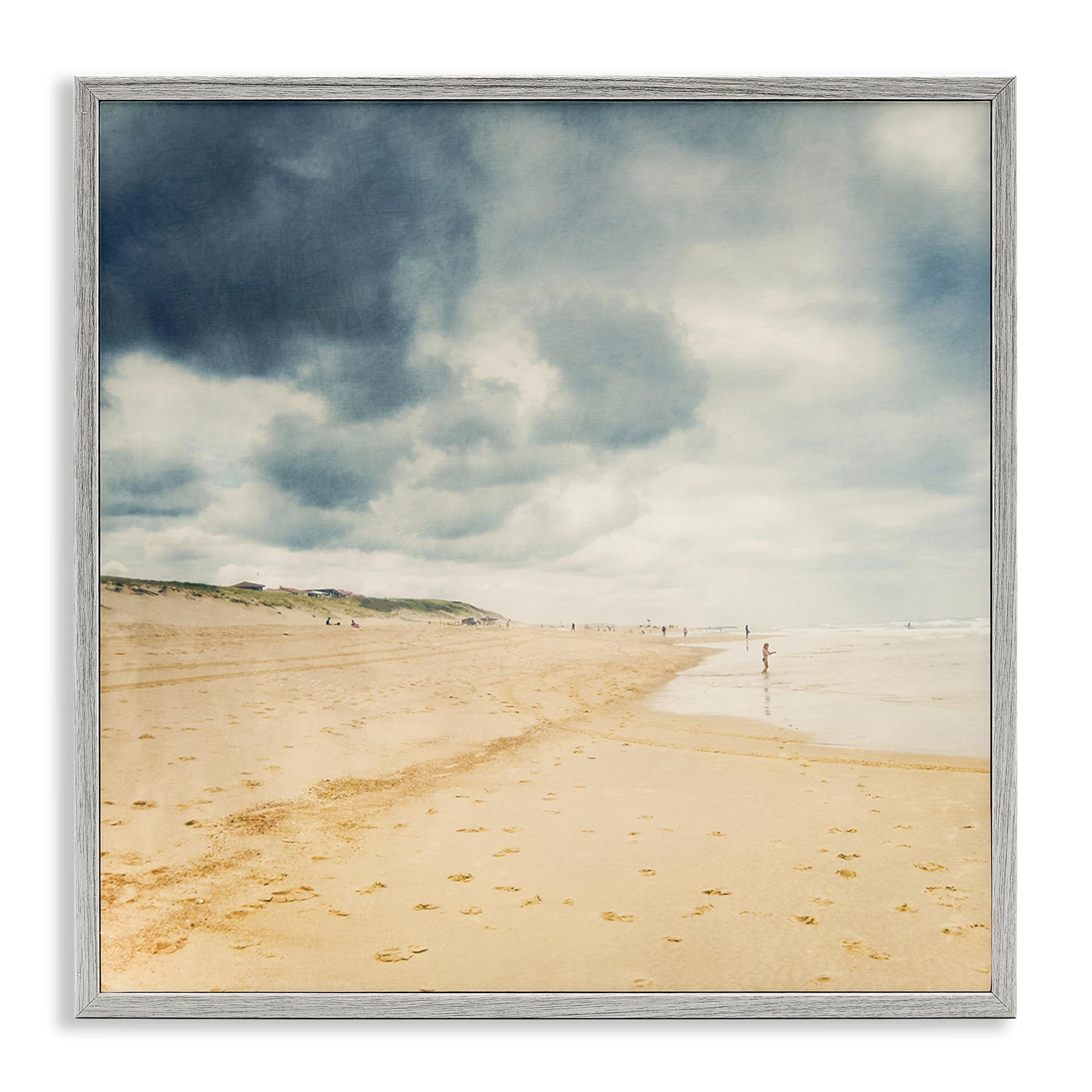 Cloudy Day Beach Coastal Landscape, 24 x 24 Inch Framed Giclée Print