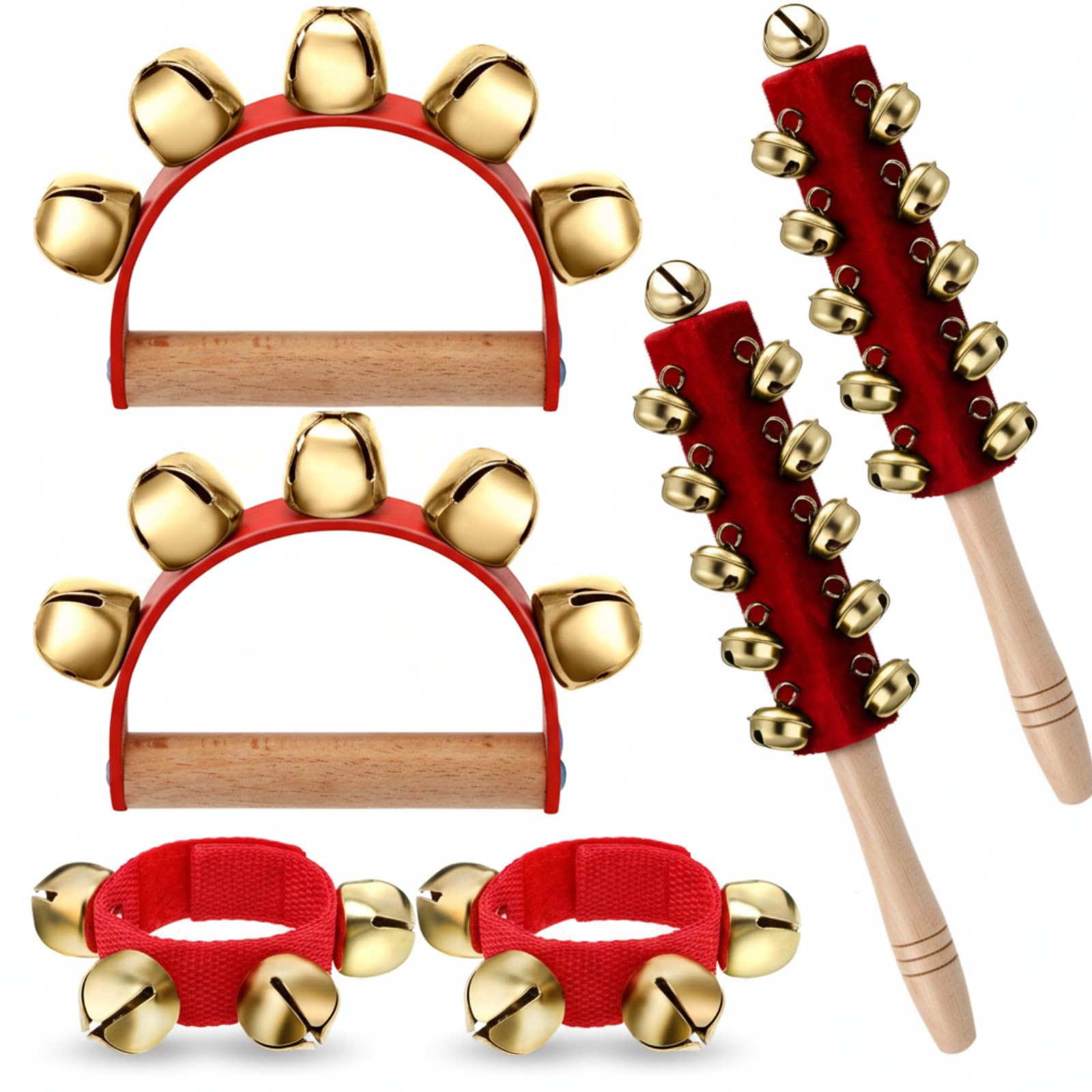 Amazon.com: Boao 6 Pcs Christmas Hand Jingle Bells Wooden Handle