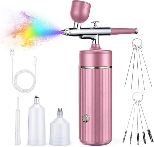 Kit de aerógrafo inalámbrico Compresor de aerógrafo recargable 20-27PCI para pintura artística, decoración de aerógrafo de pasteles, manualidades,