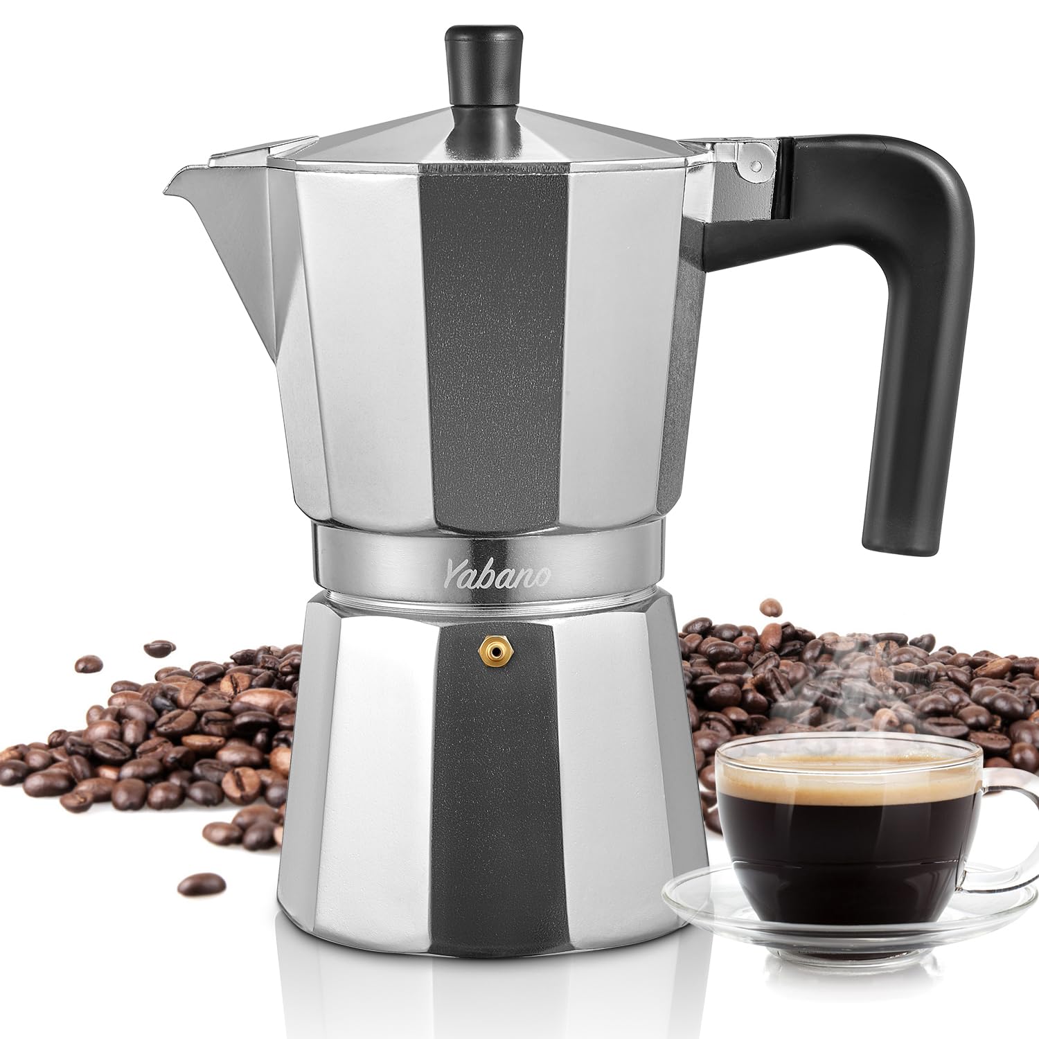 Yabano Stovetop Espresso Maker, 6 Cup/300 ml Moka Pot, Classic Aluminium Coffee Maker for Gas, Electric and Ceramic Hobs, Manual Espresso Percolator for Home or Outdoor Use