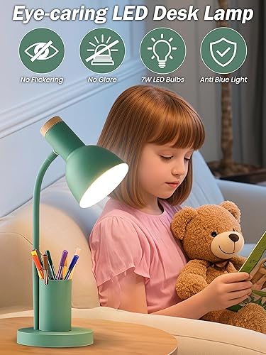 Miniatura 6 de Lámpara de escritorio LED con soporte para bolígrafo, luz de escritorio para cuidar los ojos, 3 modos de color, luz de lectura, lámpara de estudio