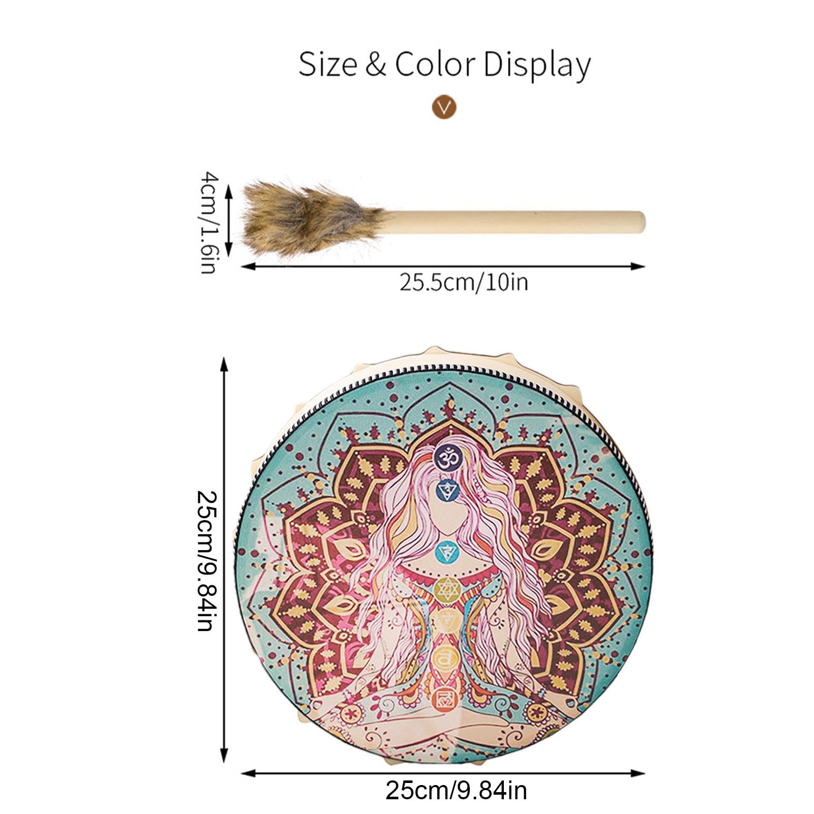 Tambor de nativos americanos, tambores de mano para adultos, Tambor de mano chamán hecho mano, Herramienta de sonido auténtica para música espiritual, suministros redondos de chamán y