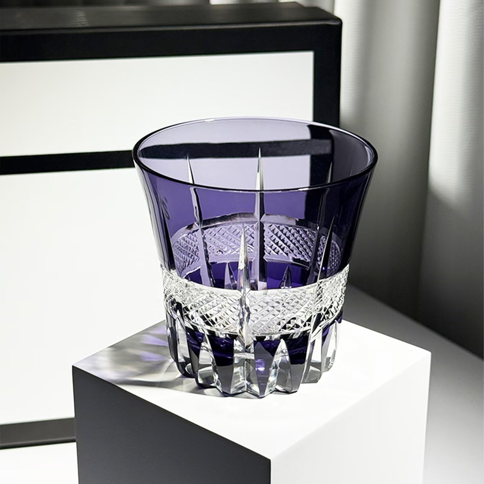 Bicchieri Senza Piombo, Cristalli Viola, Rocce Vecchio Stile, Vetro, Taglio Geometrico, Accenti di Diamanti(One PCS)