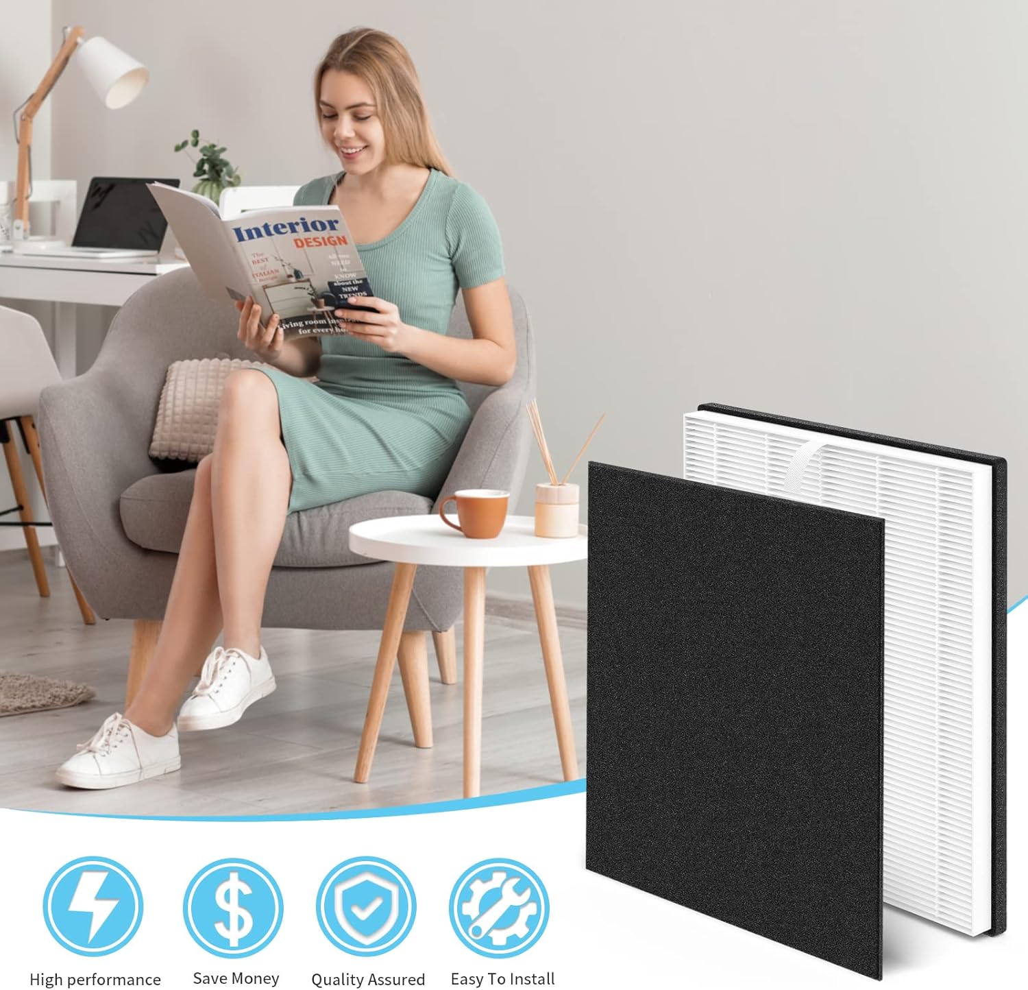 MD1-0022 Replacement Filter Compatible with Vornado Air Puri-fier Model AC300, AC350, AC500, AC550, PCO200, PCO300, PCO375DC, PCO500, PCO575DC