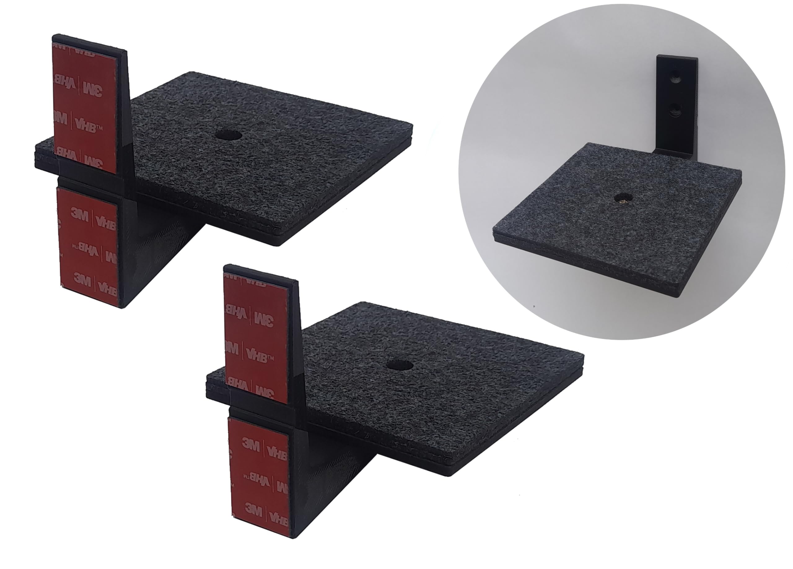 makerV Stick on Speaker Wall Mount Stand with Thick Felt Base 4.5 inch x 4.5 inch (114 mm x 114 mm), Self adesive Speaker Bracket, Sound Bar Wall Mount: No Screws to Wall/No Wall Drilling (Pack of 2) (B0CQG98KP3) Amazon Price History, Amazon Price Tracker