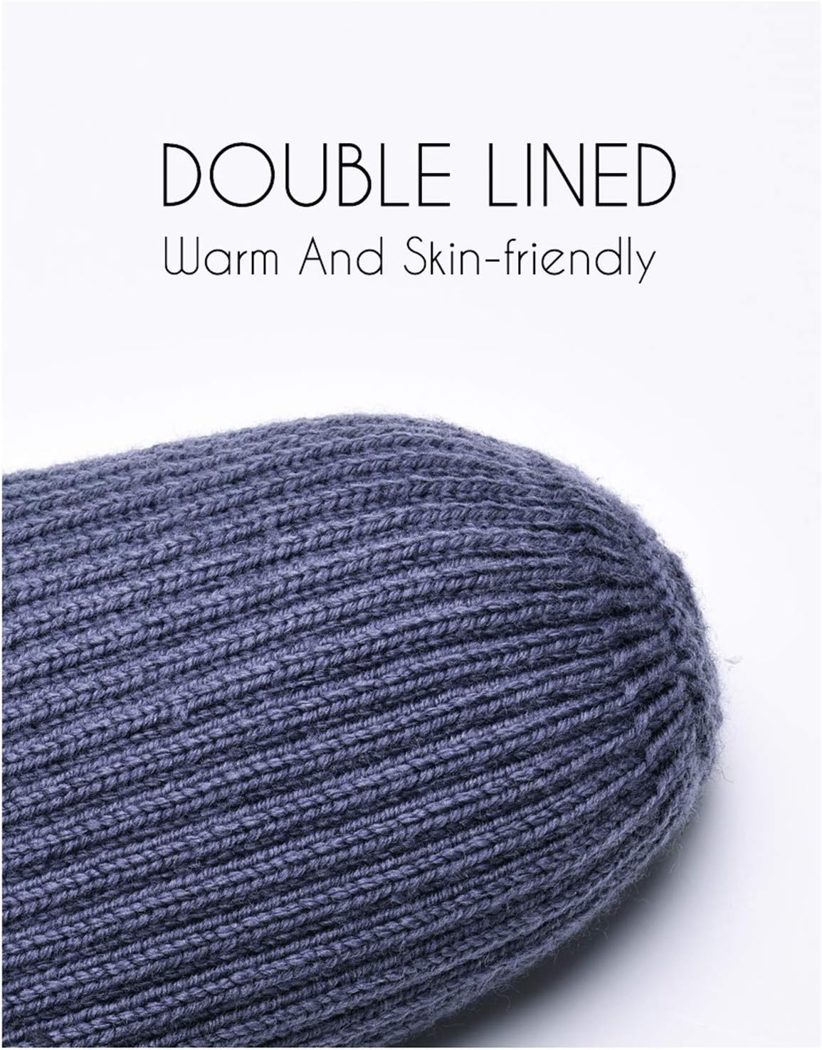 URSFUR Knit Rex Rabbit Hat Women's Beanies with Fox Pom Pom