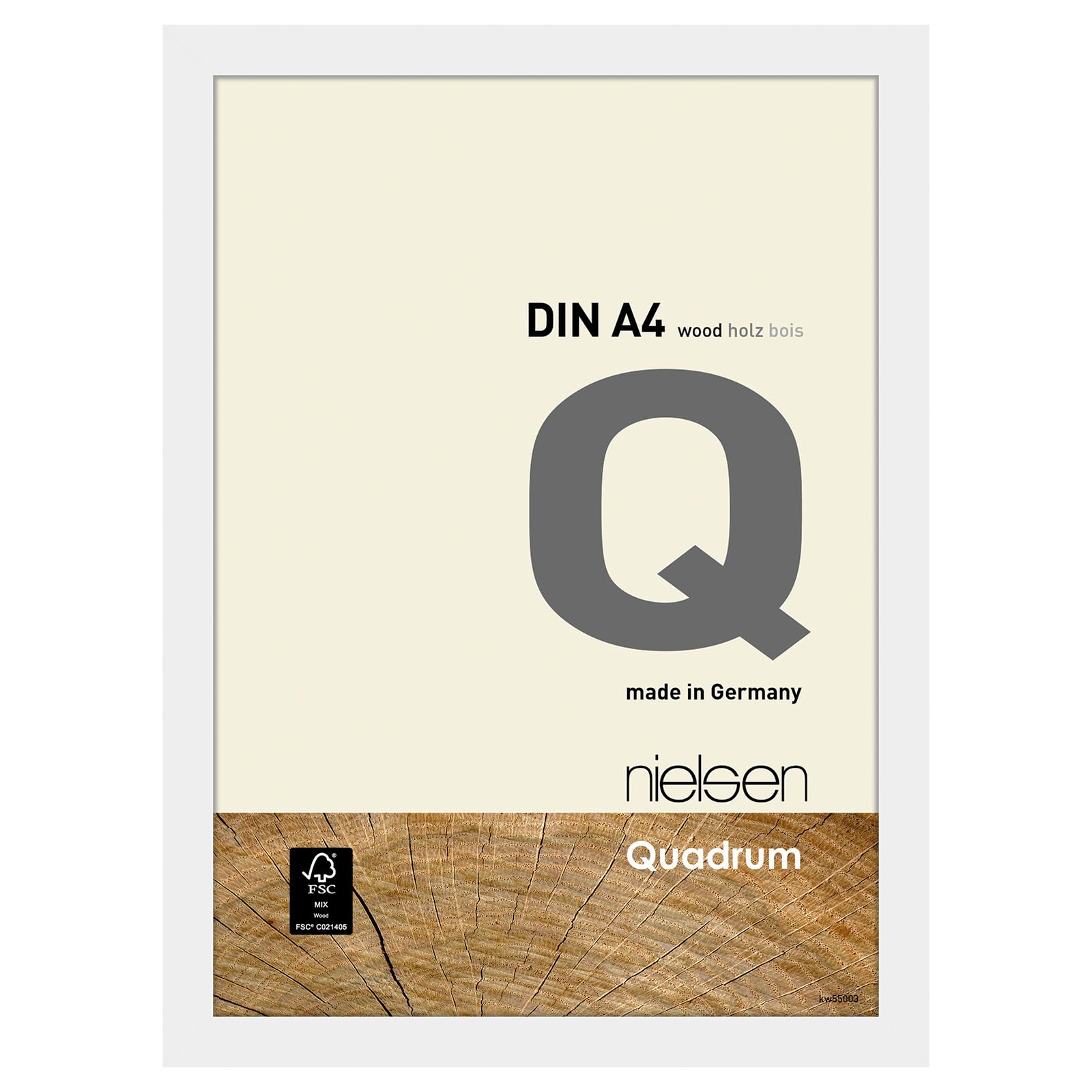 Nielsen  Quadrum Wooden Picture Frame With Glass Front - Matt White - A4