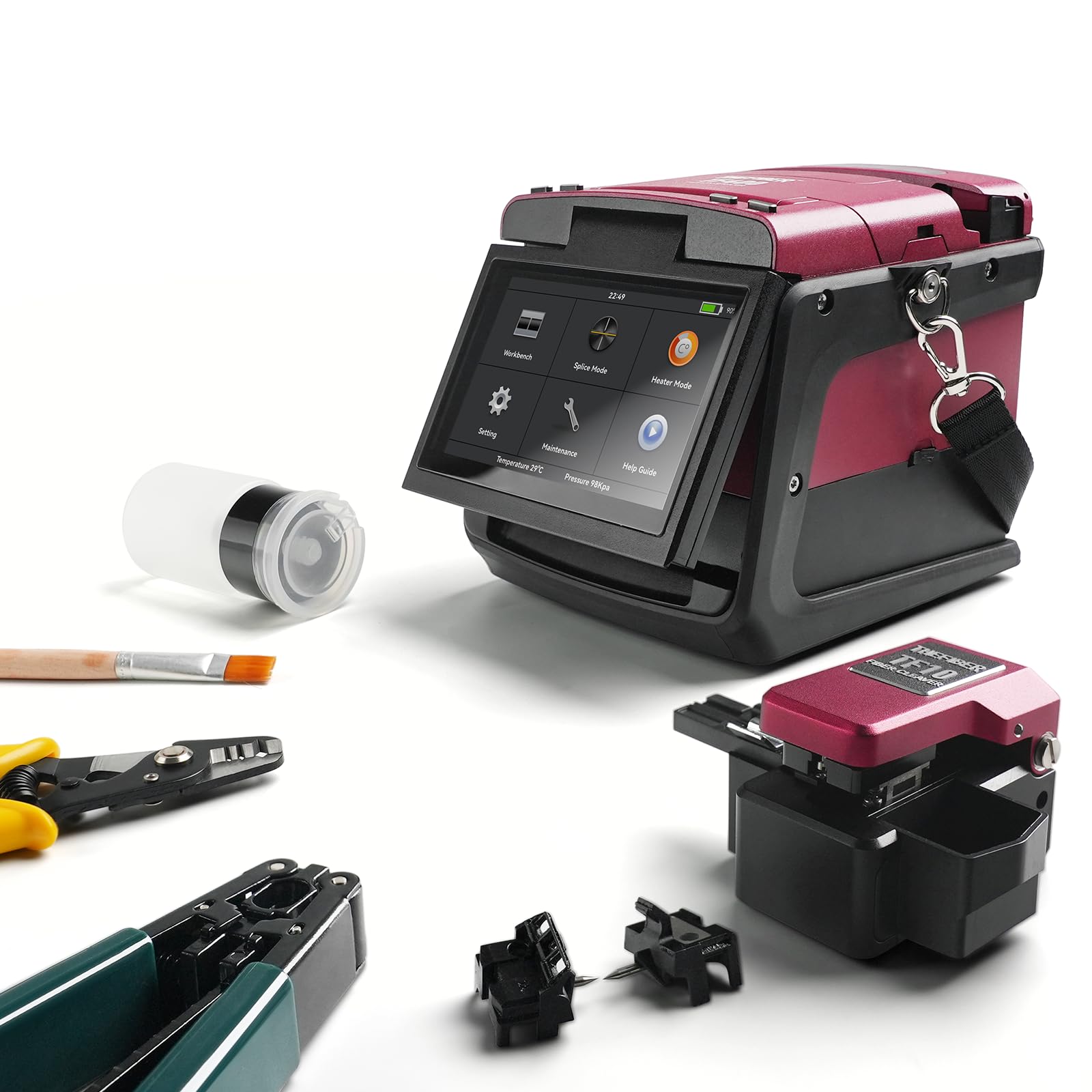Kit di giunzione a fibra ottica - THEFIBER Fiber Splicer, con messa a fuoco automatica FTTH Fusion Splicer, sistema di giunzione 4S, riscaldamento 15S